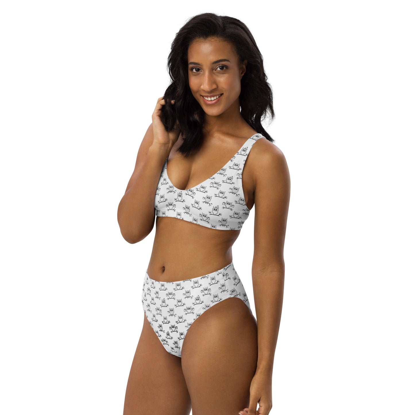 Sustainable Recycled High-Waisted Bikini – Owl-Inspired Swimwear Dudeily