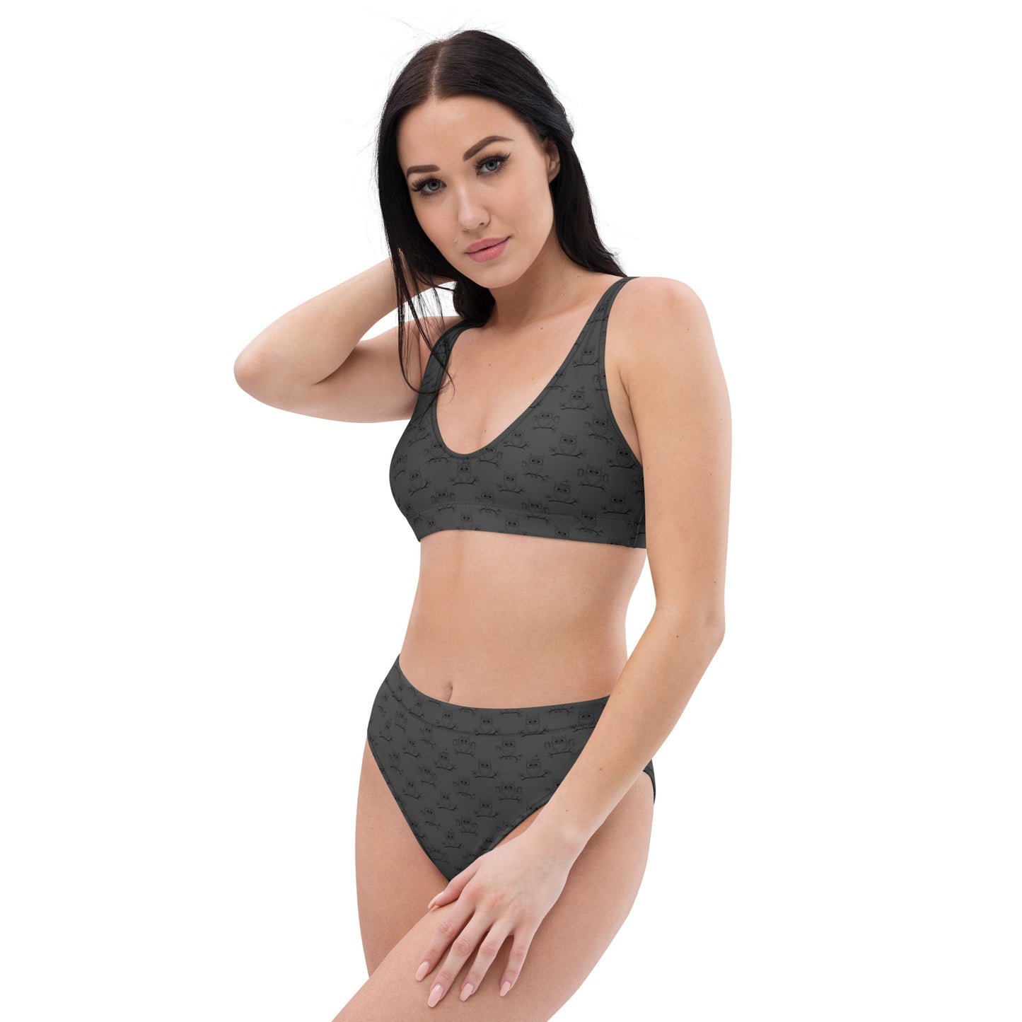 Recycled High-Waisted Bikini – Eco-Friendly Swimwear for owl Lovers Dudeily