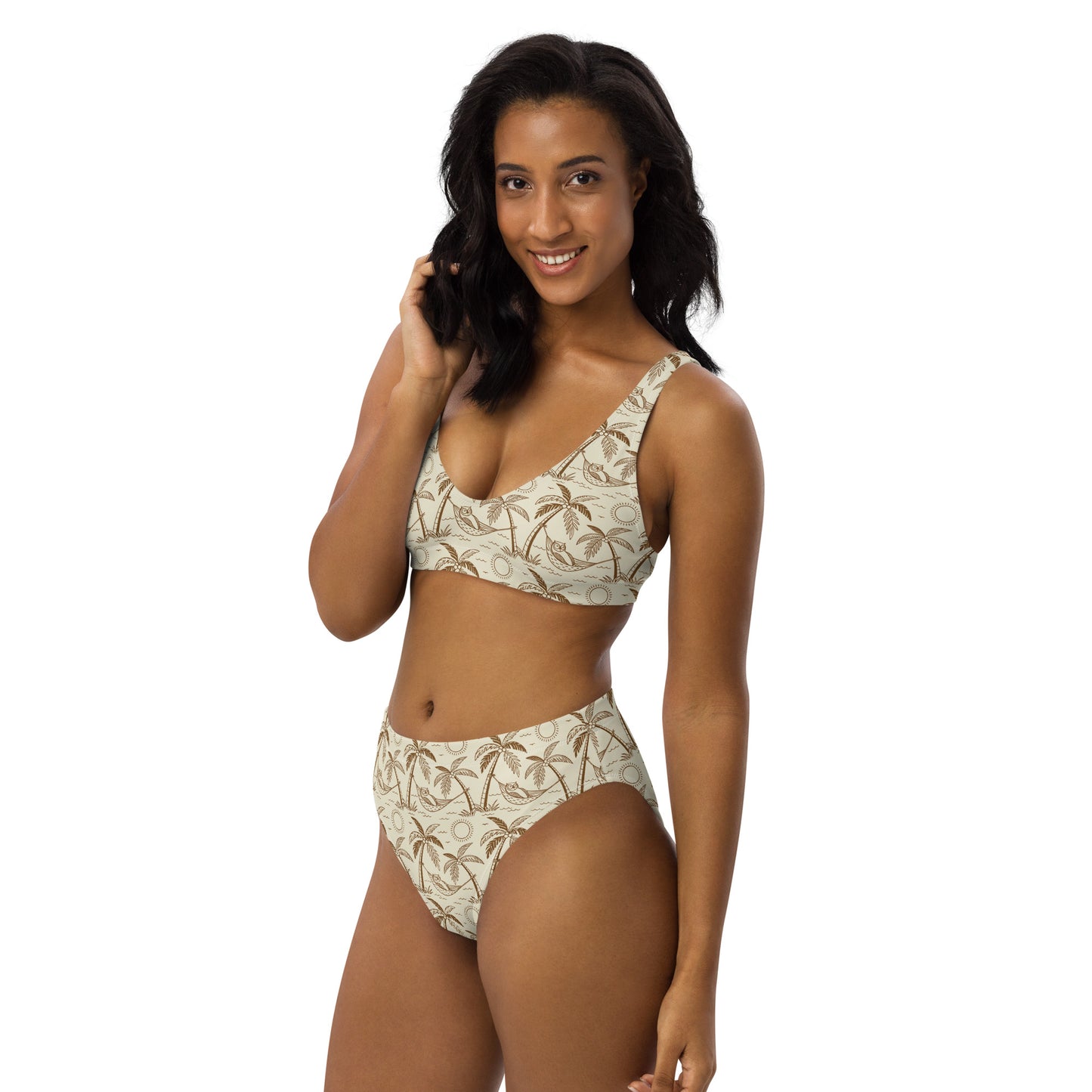 Owl-Themed Recycled High-Waisted Bikini – Sustainable Swimwear for Nature-Loving Women Dudeily