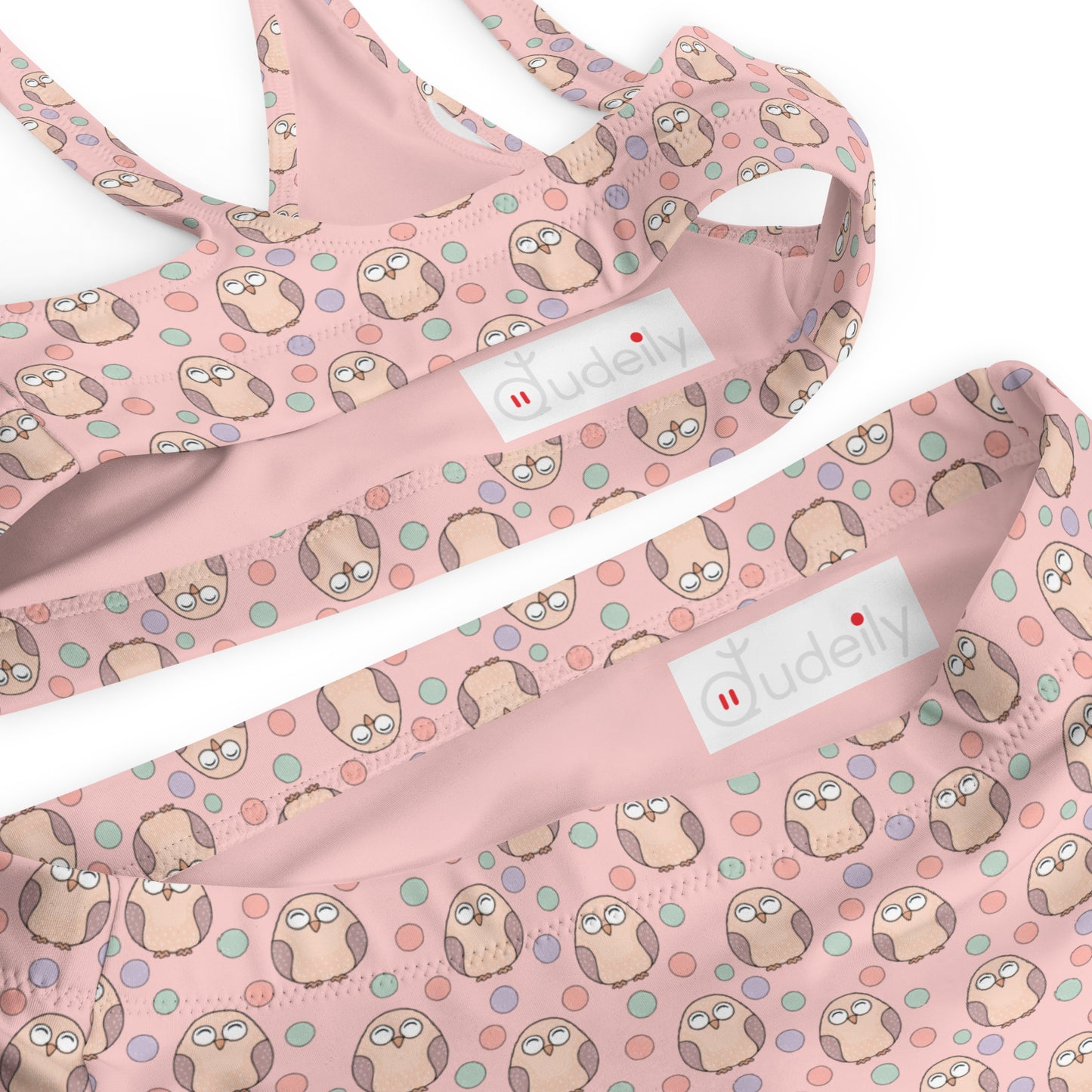 Recycled High-Waisted Bikini – Eco-Friendly Owl Print Swimwear Dudeily