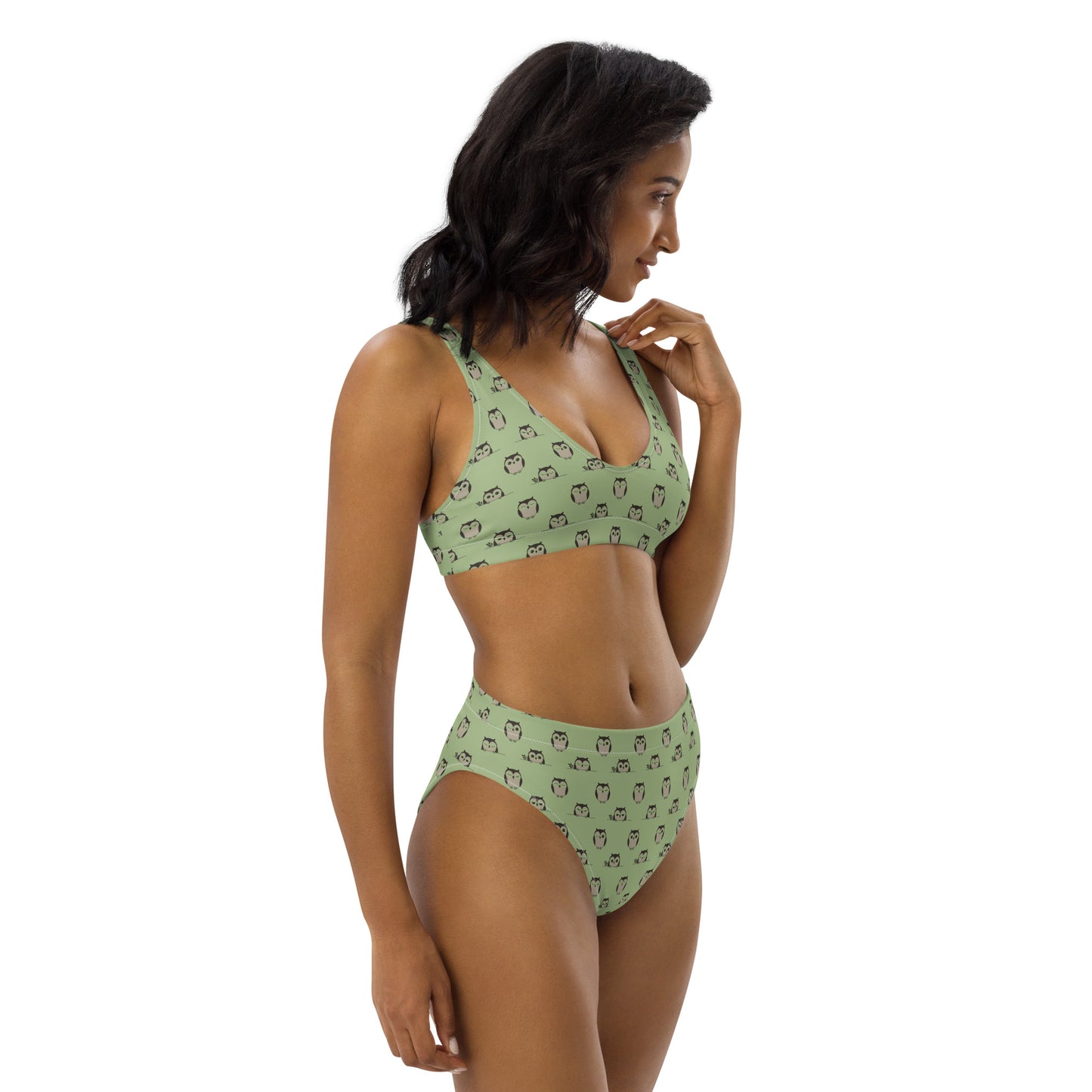 Owl-Themed Recycled High-Waisted Bikini – Sustainable & Stylish Dudeily