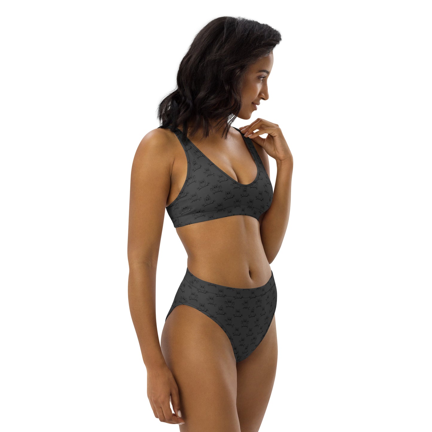 Recycled High-Waisted Bikini – Eco-Friendly Swimwear for owl Lovers Dudeily