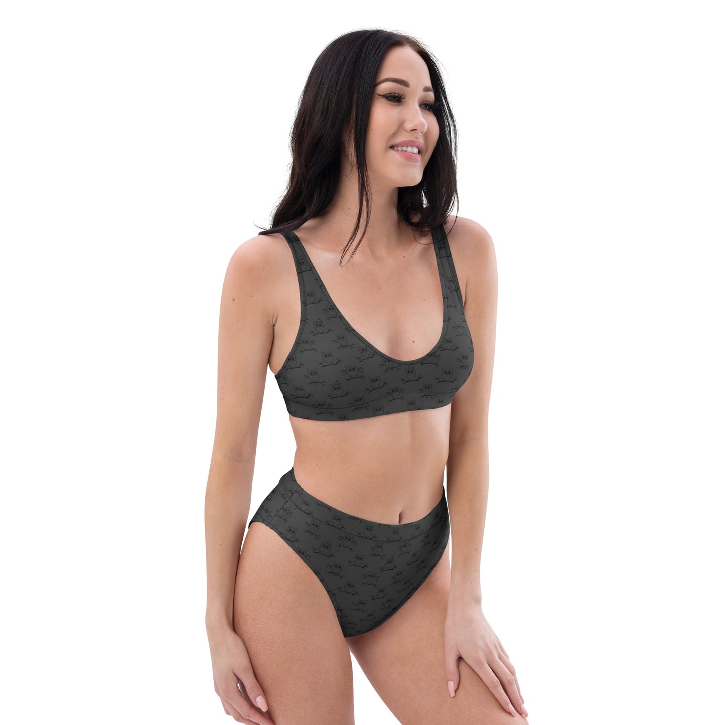 Recycled High-Waisted Bikini – Eco-Friendly Swimwear for owl Lovers Dudeily