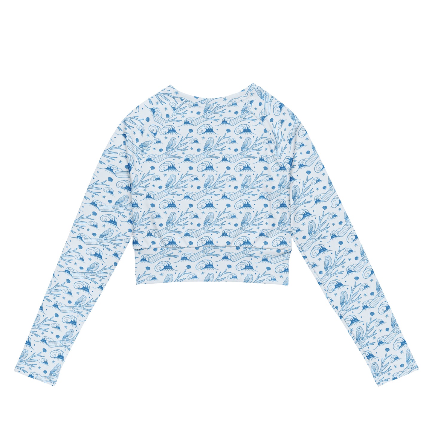 Owl Whisper Recycled Long-Sleeve Crop Top – Stylish & Sustainable Eco Fashion Dudeily