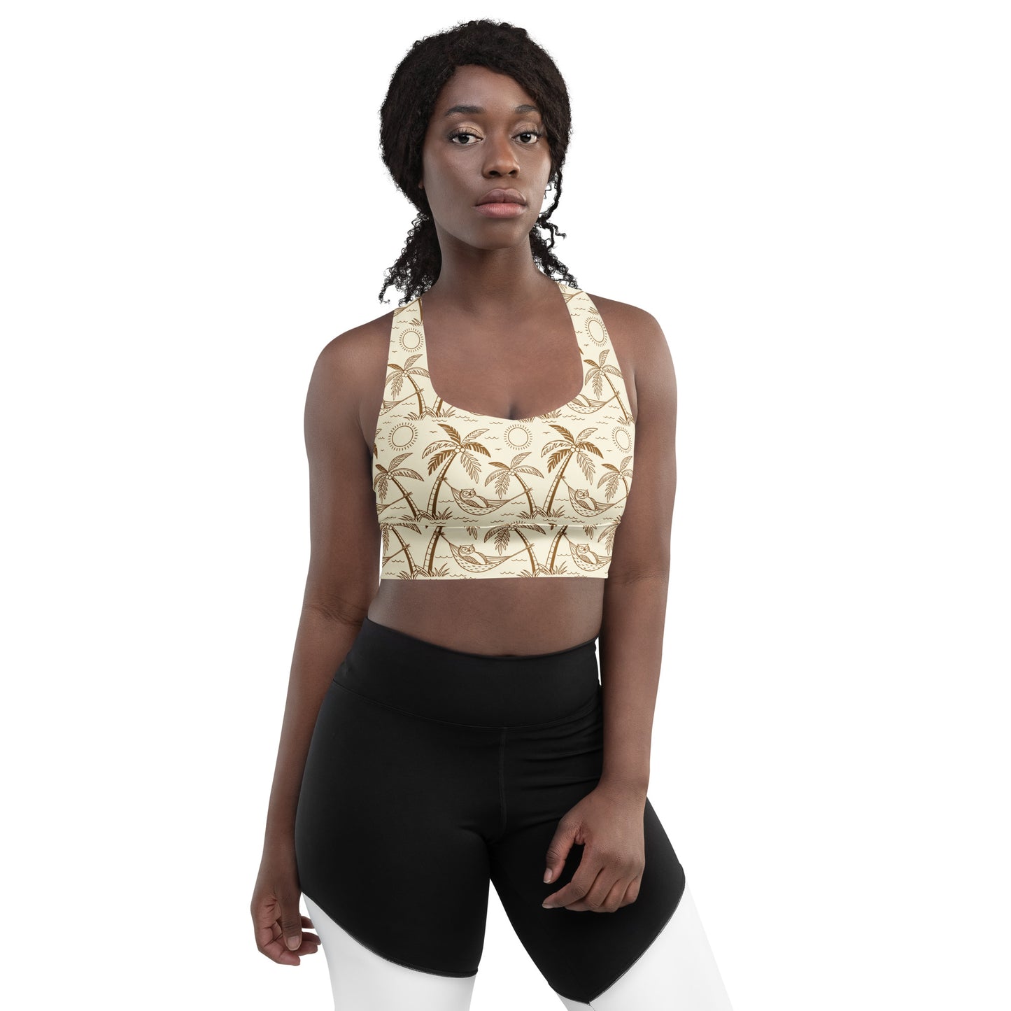 Owl-Themed Recycled Longline Sports Bra – Sustainable Support for Eco-Conscious Movement Dudeily