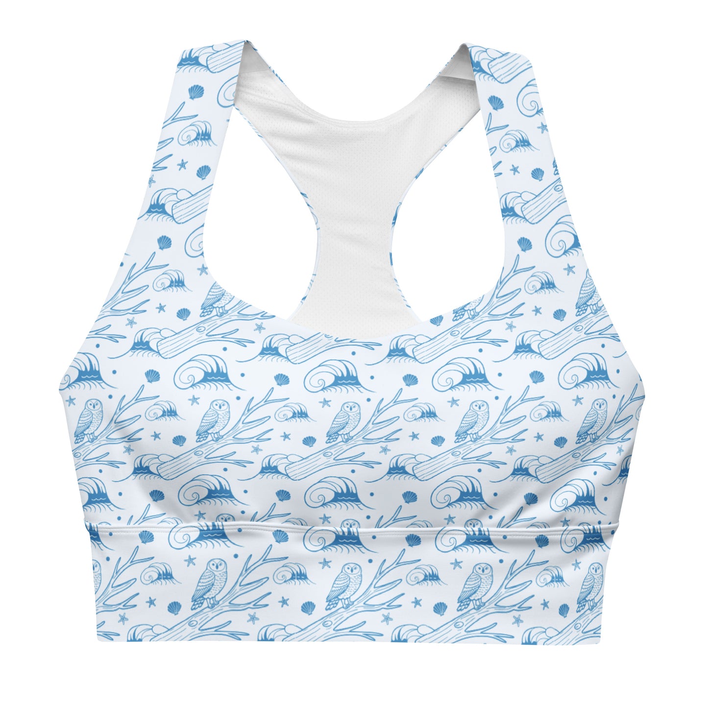 Nature-Inspired Owl Recycled Longline Sports Bra – Ultimate Eco-Friendly Activewear 3XL Dudeily