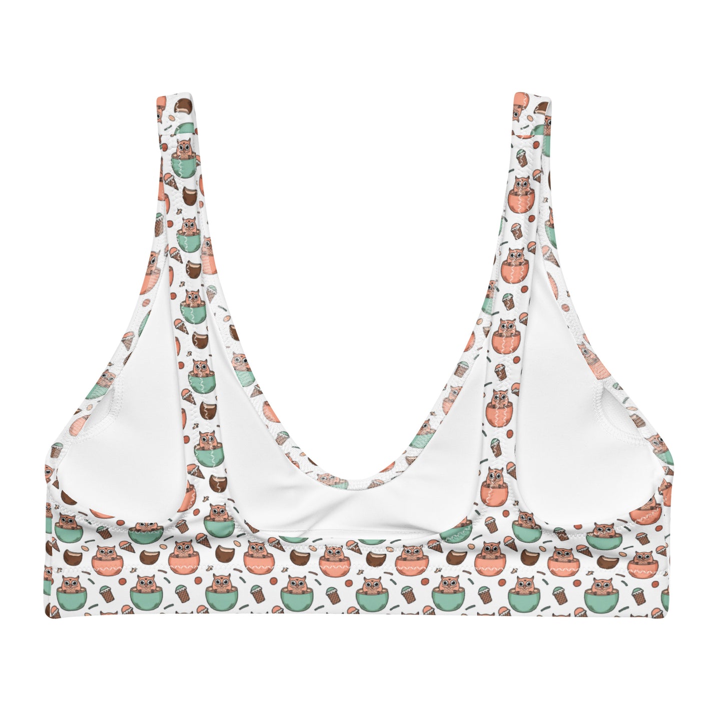 Owl Essence Recycled Padded Bikini Top – Sustainable Swimwear for Eco-Conscious Beach Days Dudeily