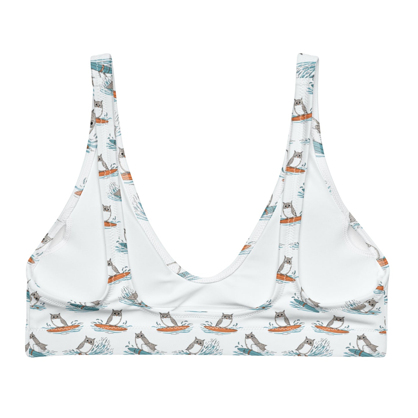 Recycled Padded Bikini Top - Owl Themed Sustainable Swimwear Dudeily