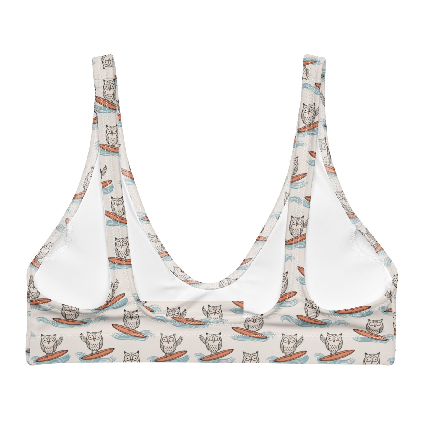 Owl-Wise Recycled Padded Bikini Top – Sustainable Swimwear for Eco-Conscious Beach Style Dudeily