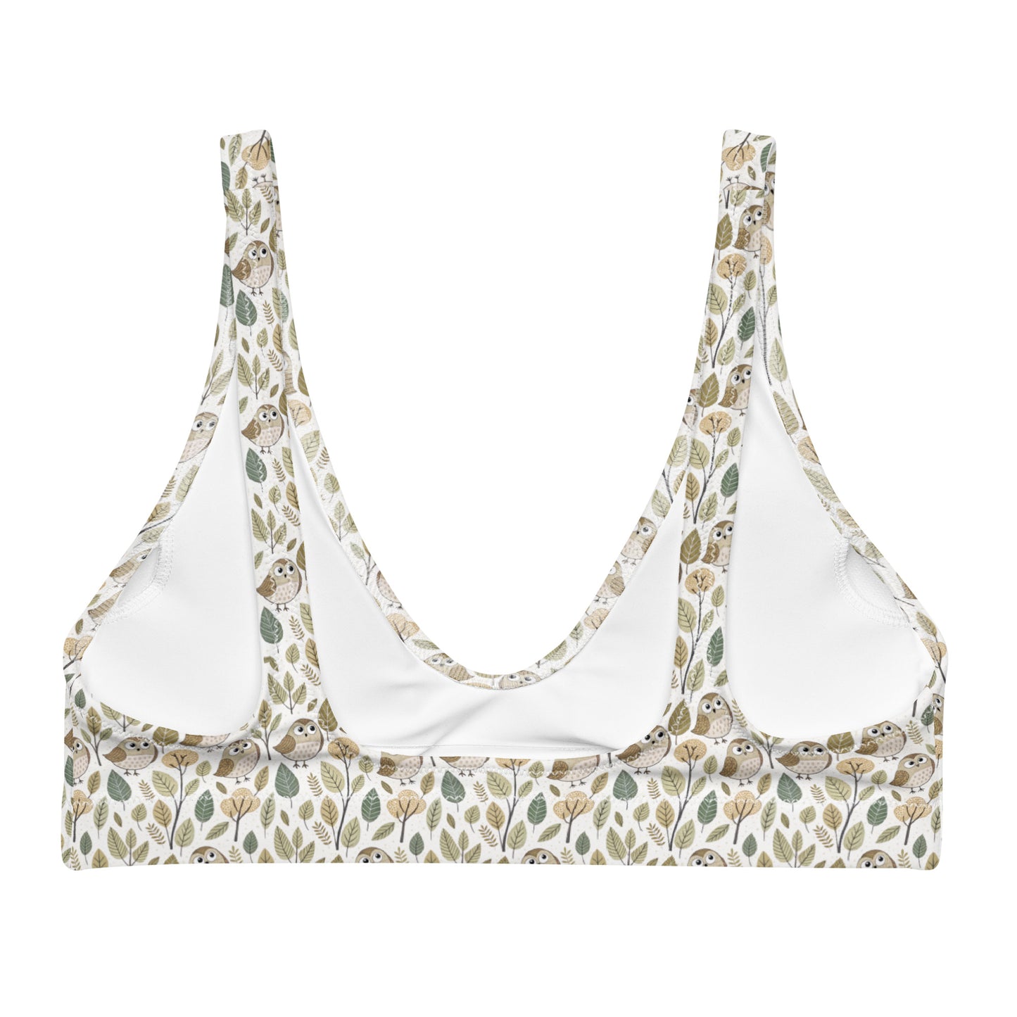 Owl-Themed Recycled Padded Bikini Top – Ethical Swimwear for Eco-Loving Trendsetters Dudeily