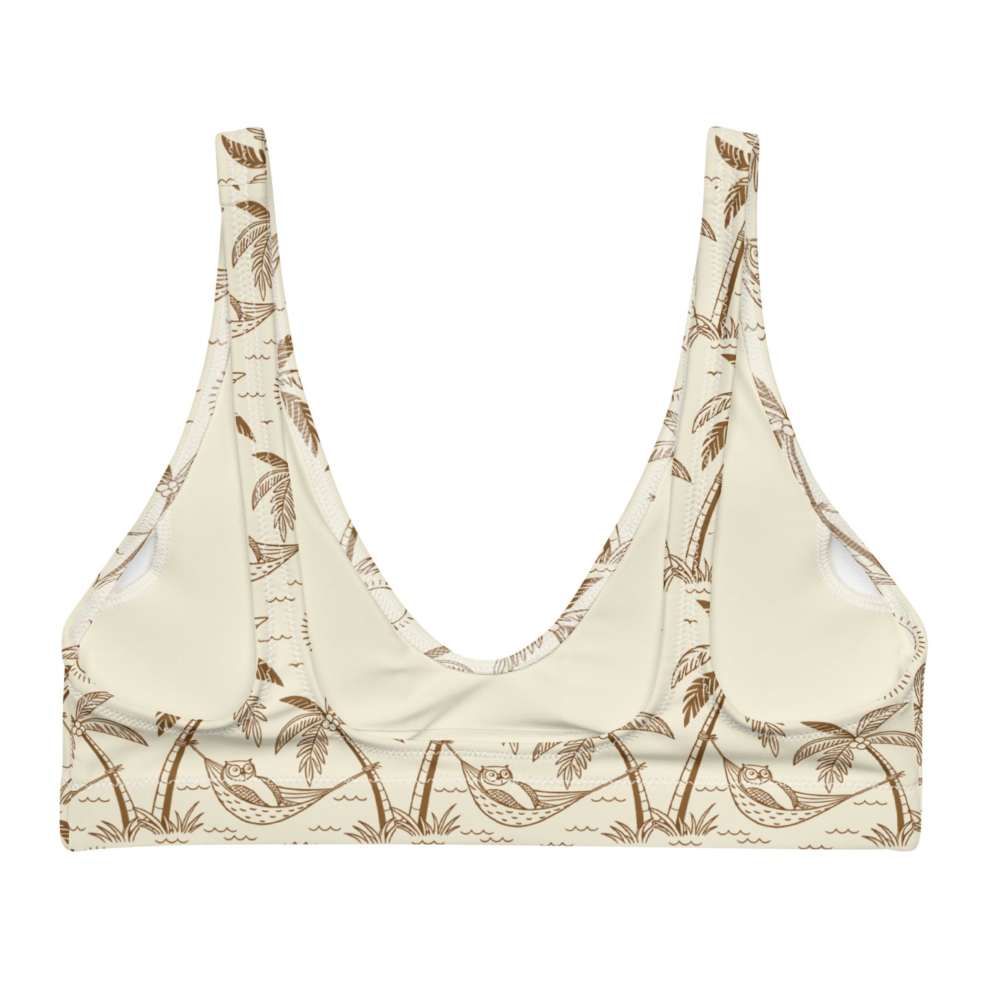 Owl-Themed Recycled Padded Bikini Top – Sustainable Swimwear for Eco-Conscious Trendsetters Dudeily