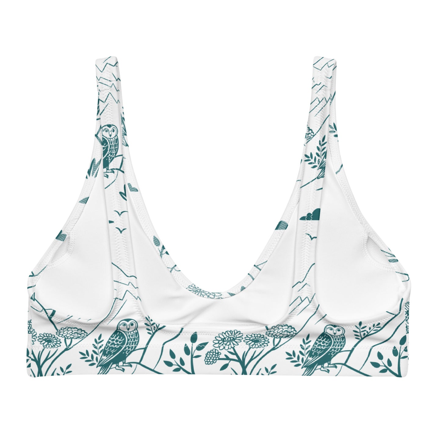 Owl-Themed Recycled Padded Bikini Top – Sustainable Swimwear for Eco-Conscious Trendsetters Dudeily