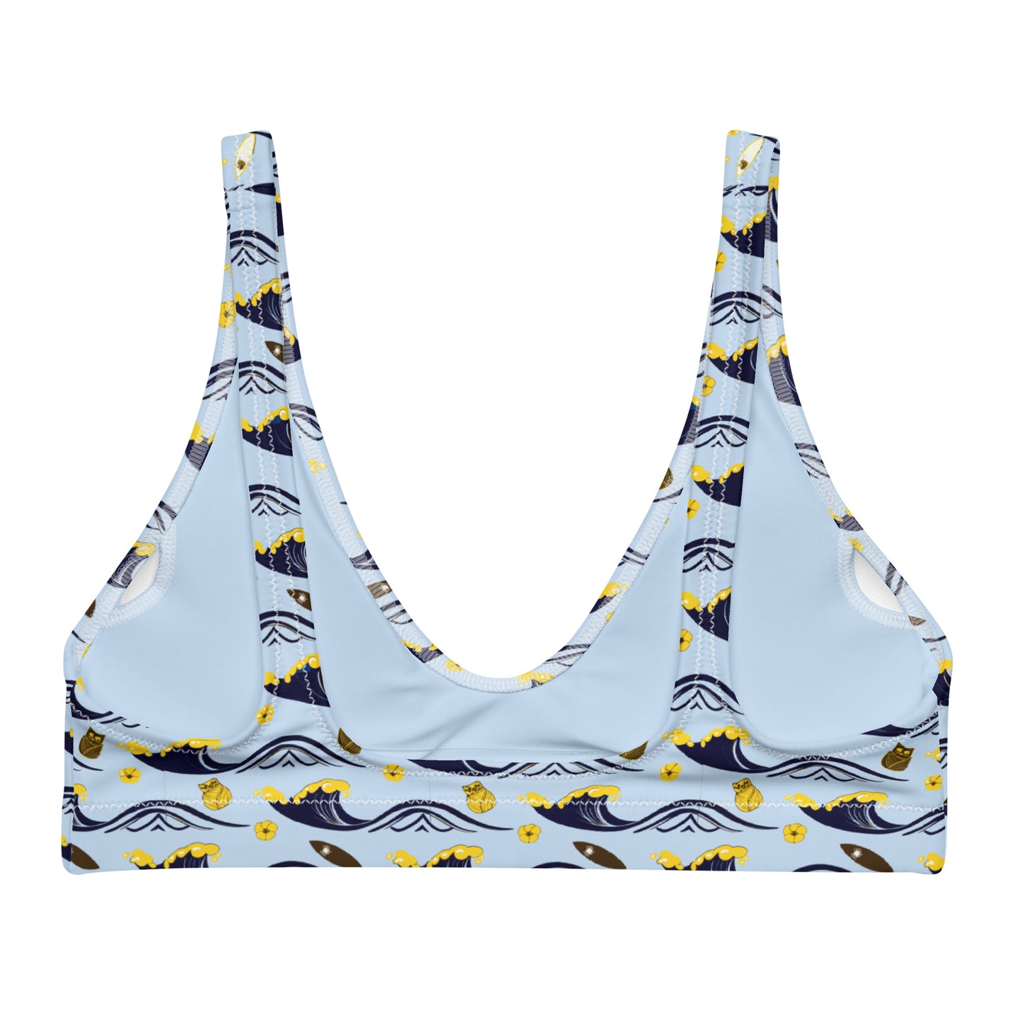 Sunset Owl Recycled Padded Bikini Top – Ethical Swimwear with Eco-Conscious Comfort Dudeily