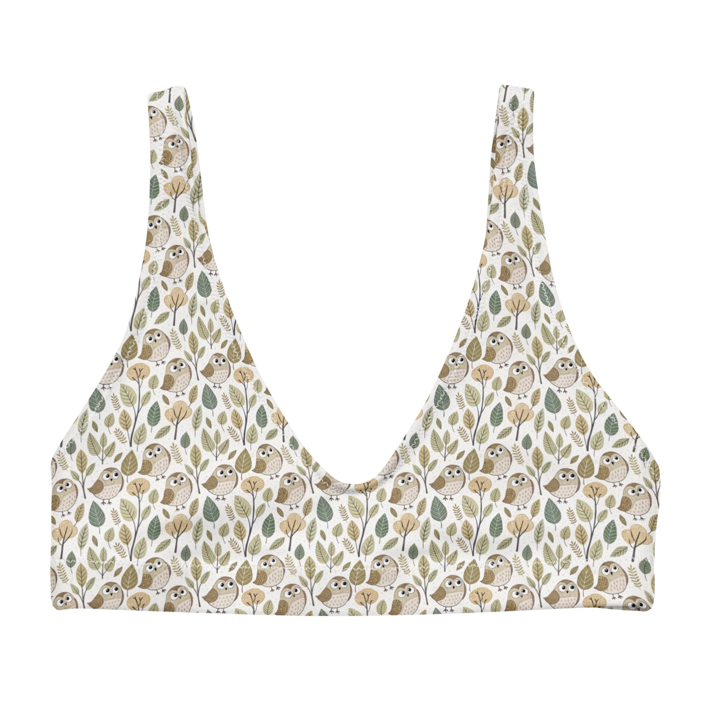 Owl-Themed Recycled Padded Bikini Top – Ethical Swimwear for Eco-Loving Trendsetters 3XL Dudeily