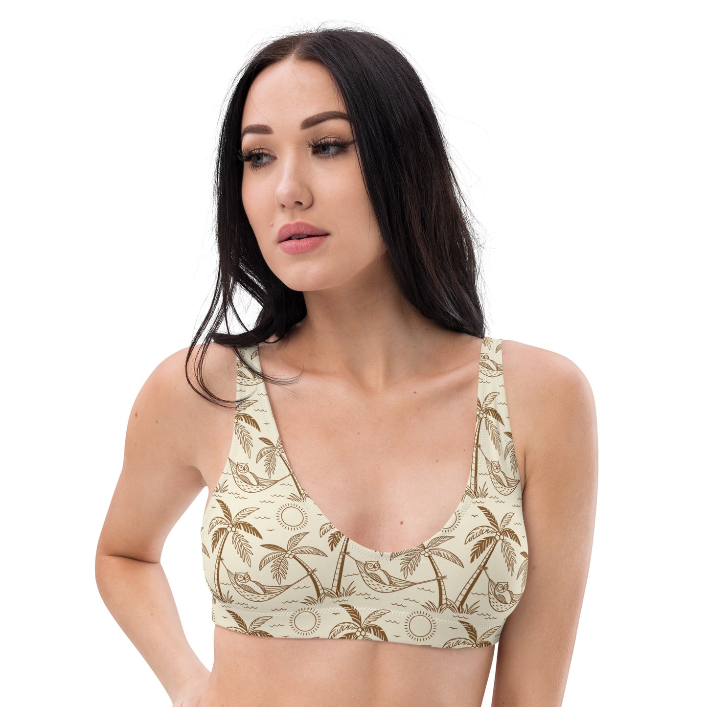 Owl-Themed Recycled Padded Bikini Top – Sustainable Swimwear for Eco-Conscious Trendsetters Dudeily