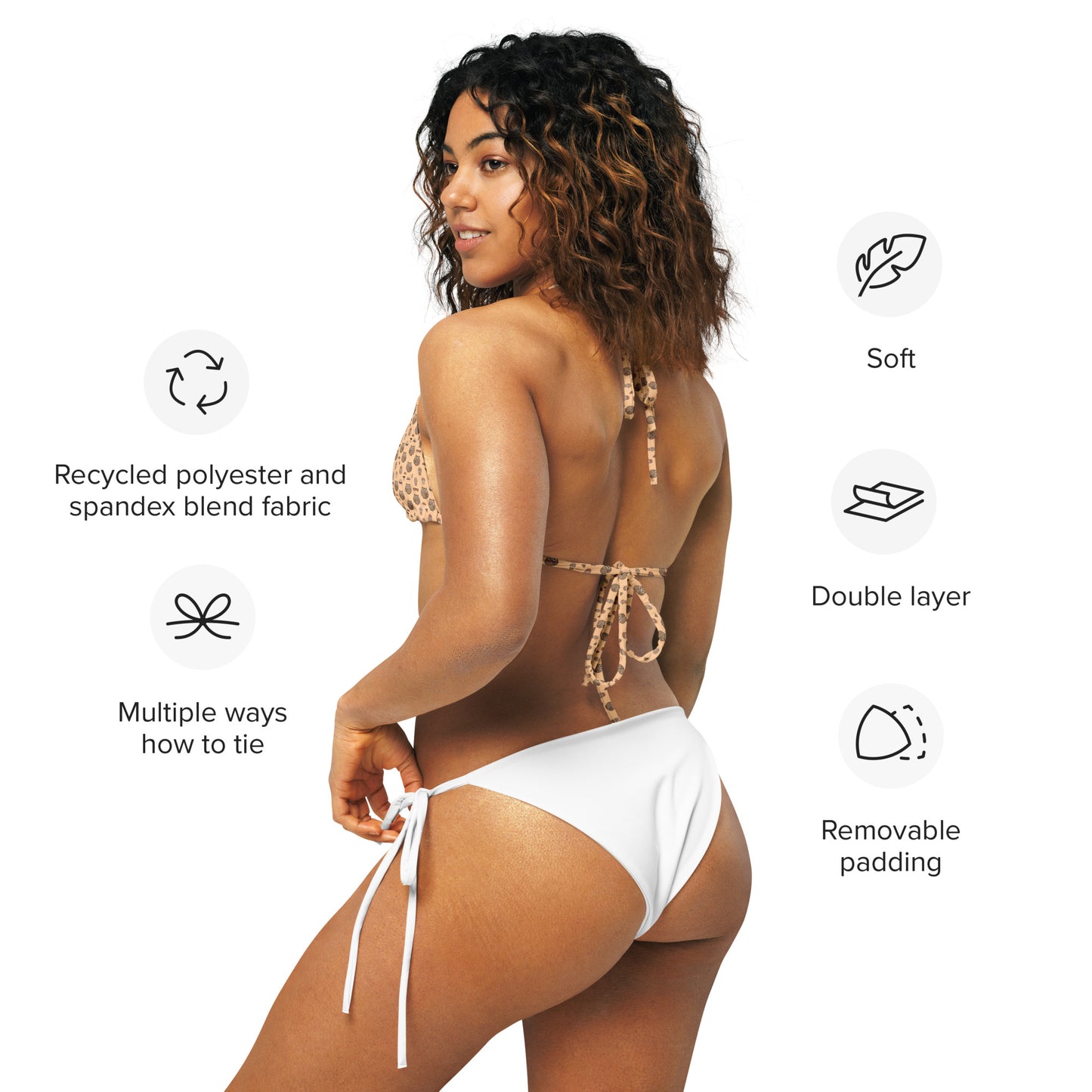 All-Over Print Recycled String Bikini Top – Eco-Friendly Swimwear Dudeily