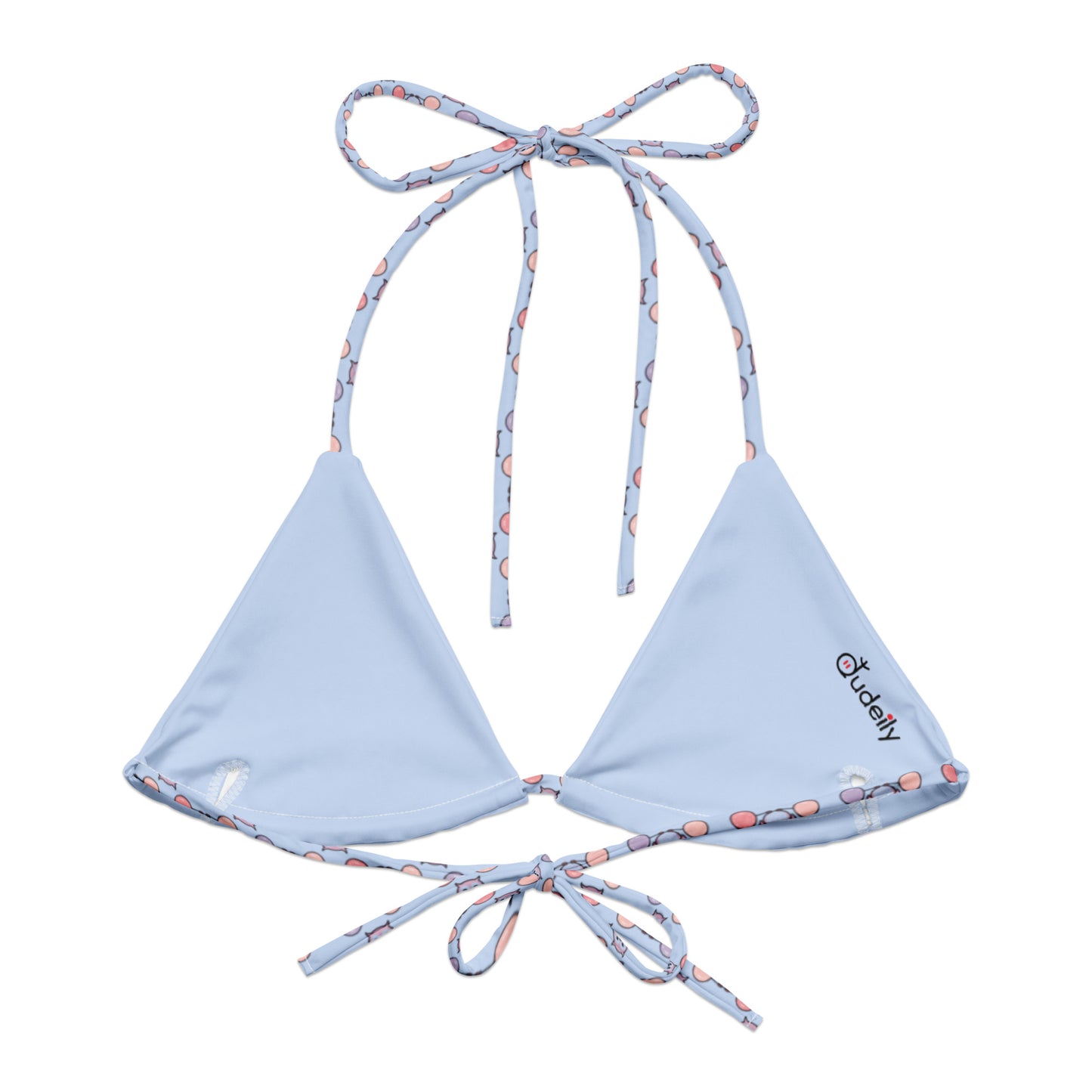 Owl Print All-Over Recycled String Bikini Top – Eco-Friendly & Stylish Dudeily