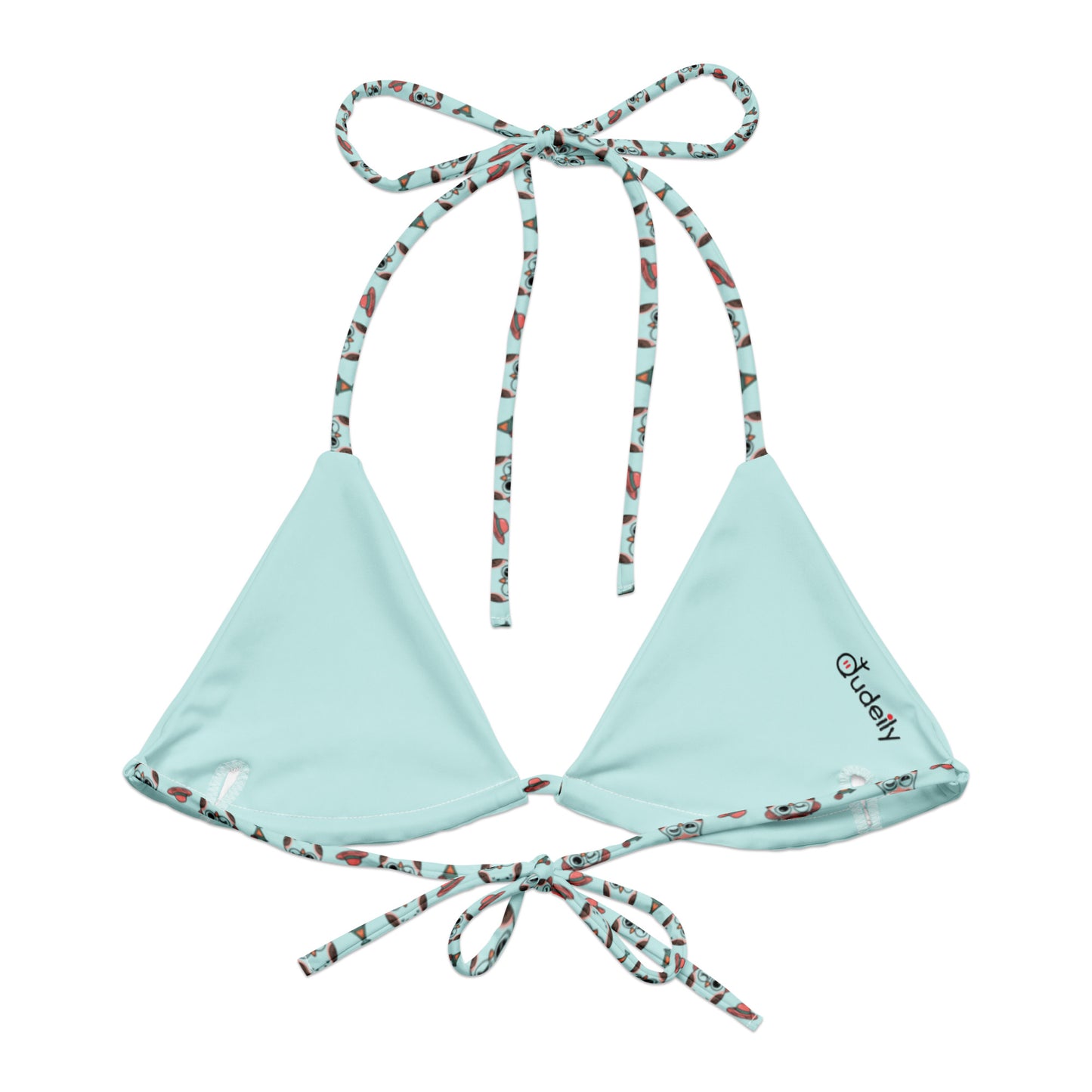 Eco-Friendly Owl Print Recycled String Bikini Top – Sustainable & Stylish Dudeily