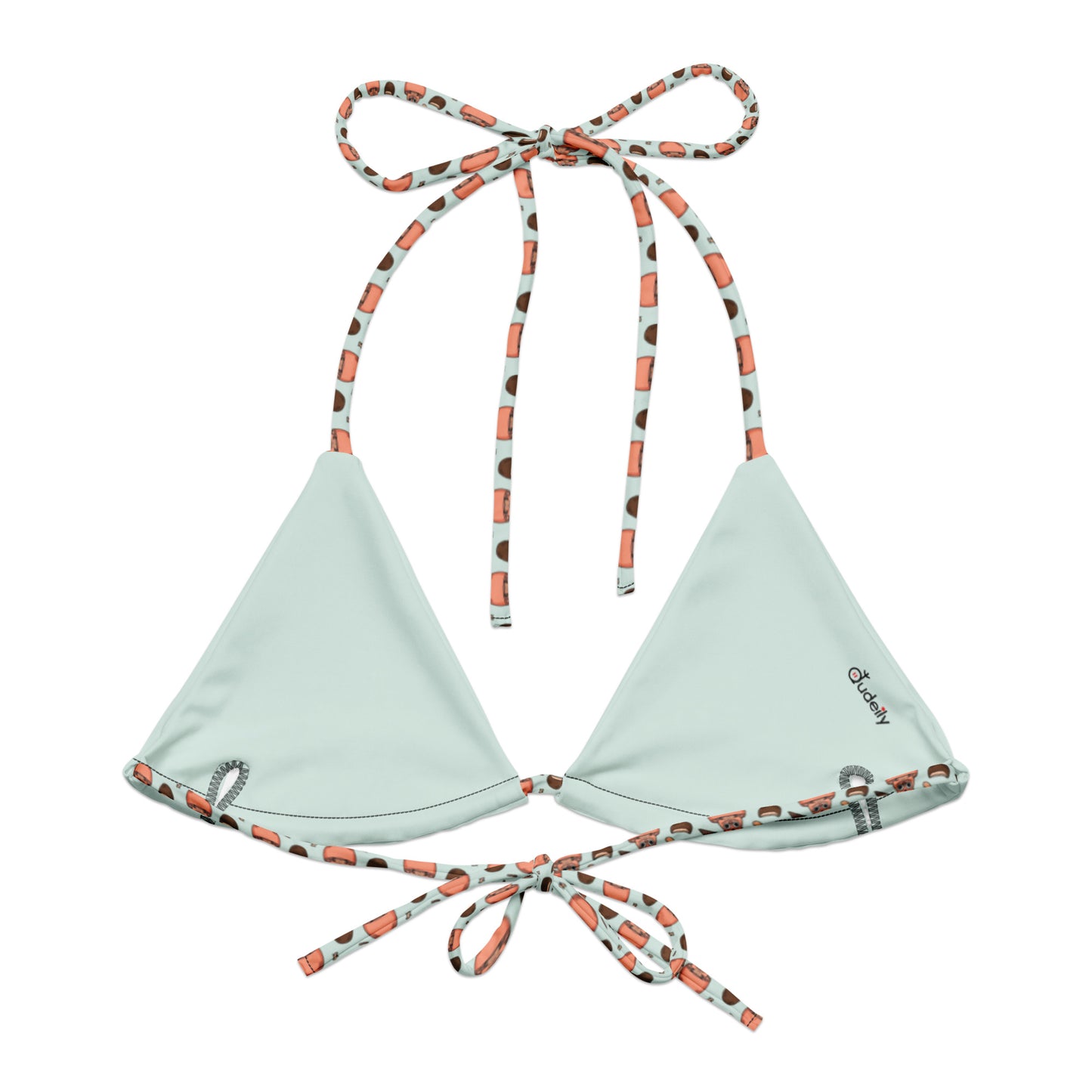 Owl-Wise All-Over Print Recycled String Bikini Top – Sustainable Swimwear for Eco-Friendly Beach Fashion Dudeily