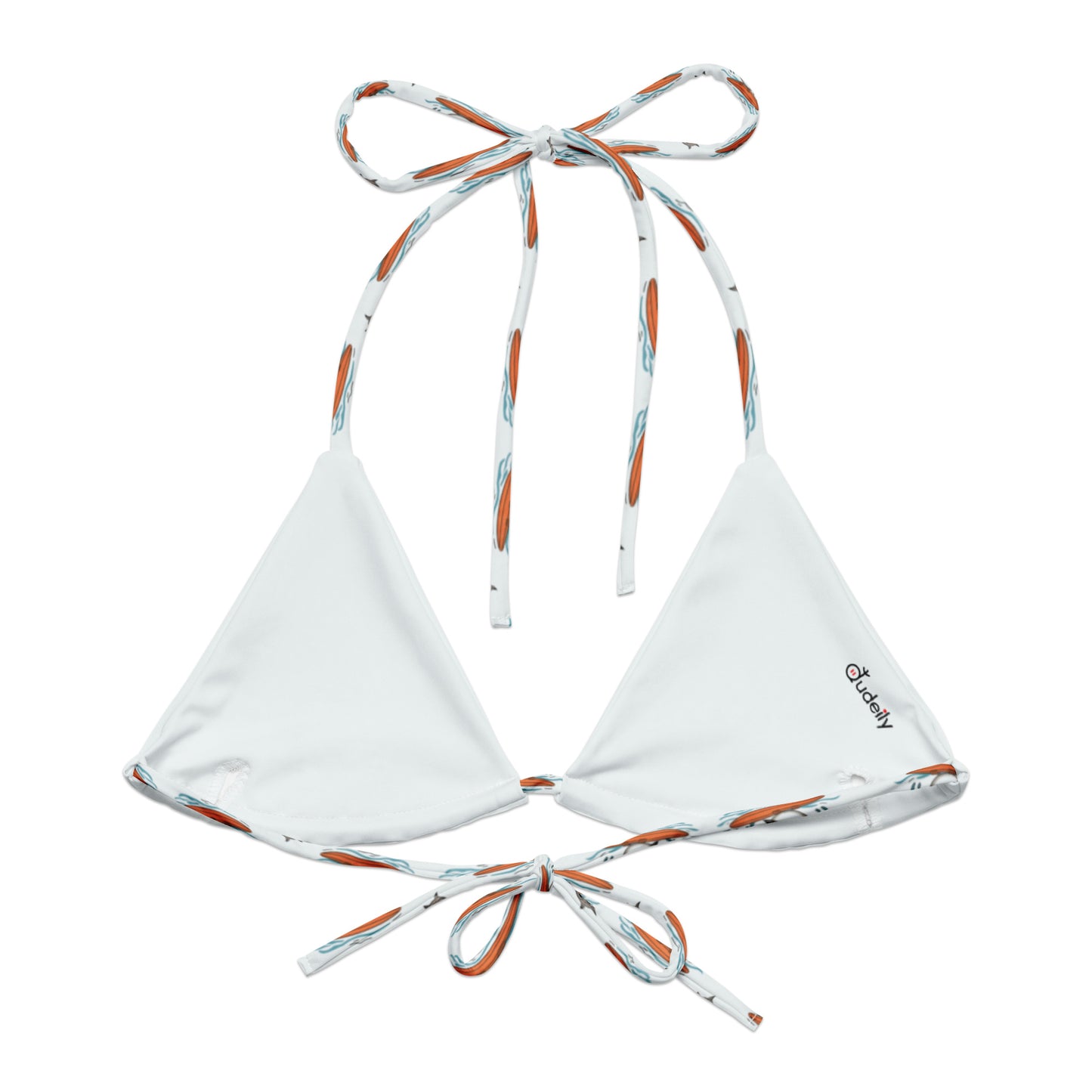 All-over Print Recycled String Bikini Top - Owl Themed Sustainable Swimwear Dudeily