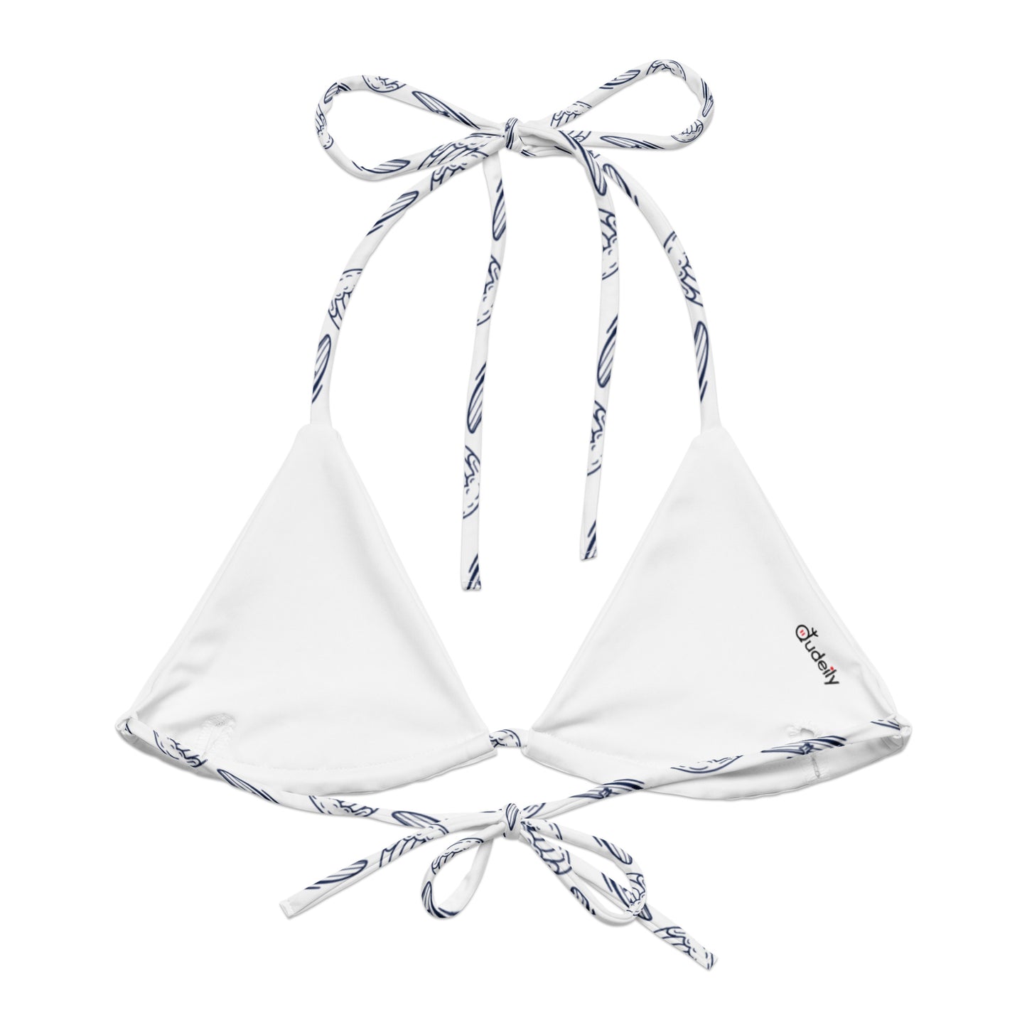 Celestial Owl All-Over Print Recycled String Bikini Top – Sustainable Swimwear for Nature Lovers Dudeily