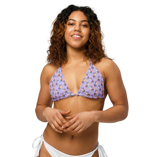 Owl-Themed Recycled Bikini Top - Eco-Friendly All-Over Print String Design 6XL Dudeily