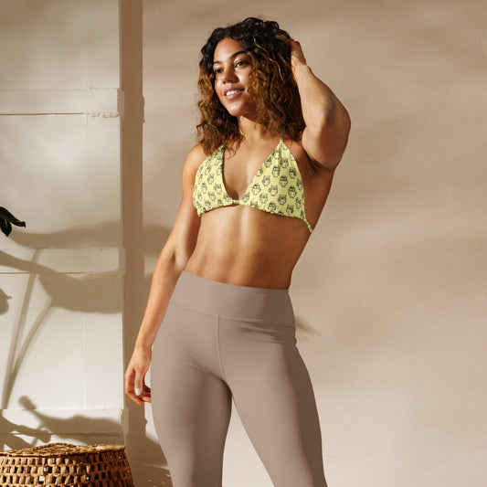 Owl-Themed All-Over Print Recycled String Bikini Top – Stylish Eco-Friendly fashion Dudeily