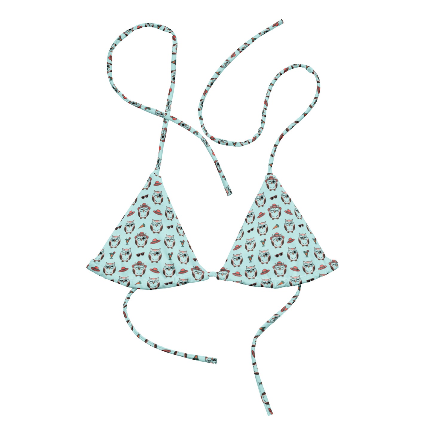 Owl Print Bikini Top - Eco-Friendly Recycled String Swimwear Dudeily