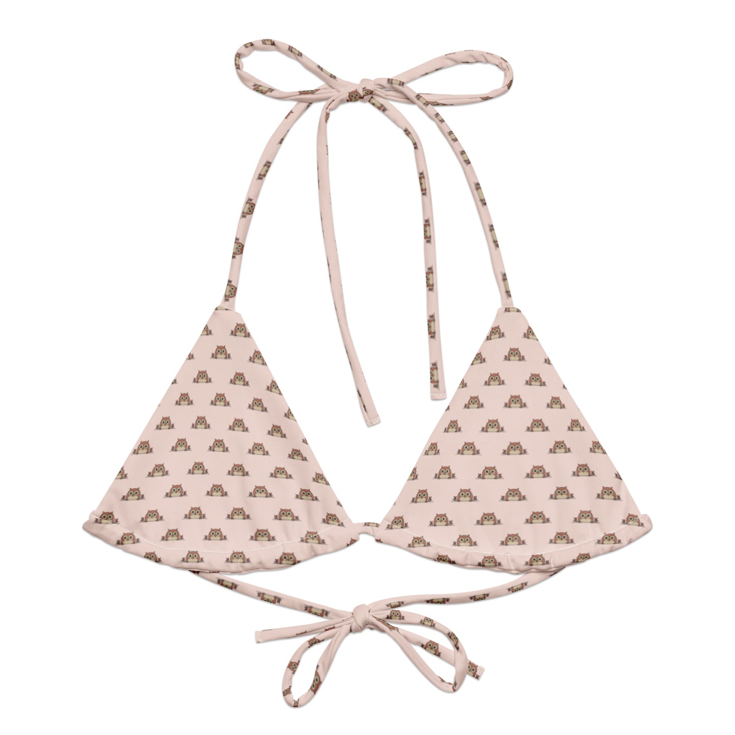 Owl Recycled Bikini Top - Eco-Friendly All-Over Print String Design 6XL Dudeily