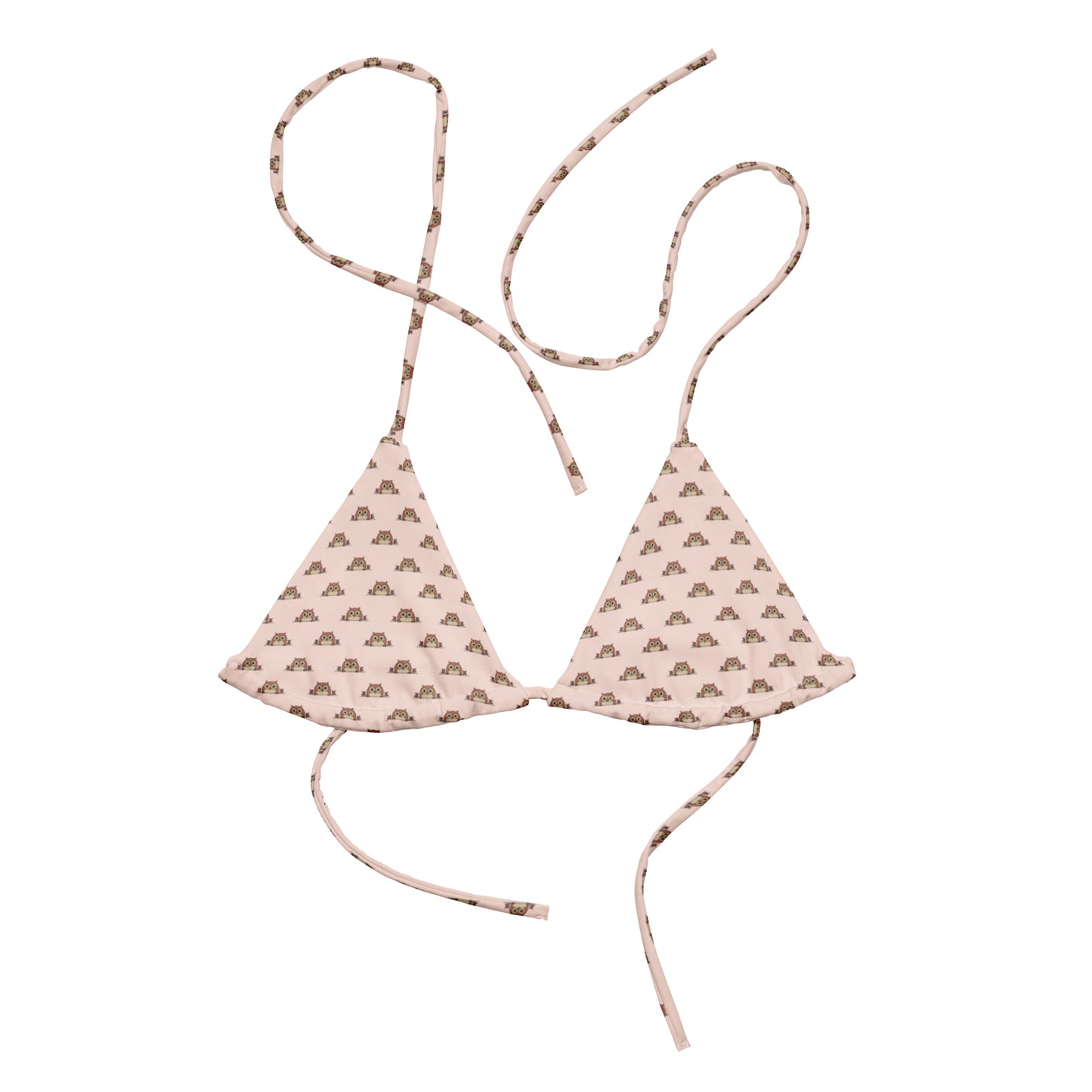 Owl Recycled Bikini Top - Eco-Friendly All-Over Print String Design Dudeily