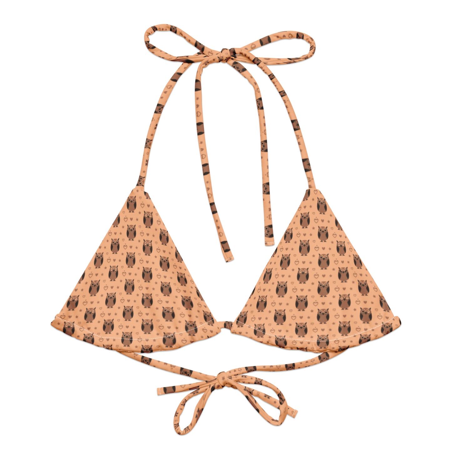 All-Over Print Recycled String Bikini Top – Eco-Friendly Owl Swimwear 6XL Dudeily