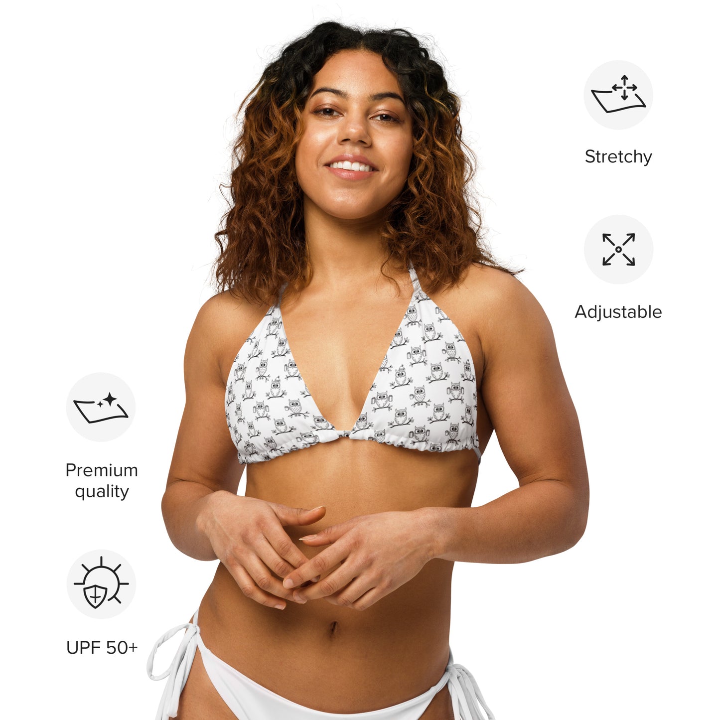 All-Over Print Recycled String Bikini Top – Eco-Friendly Swimwear Dudeily