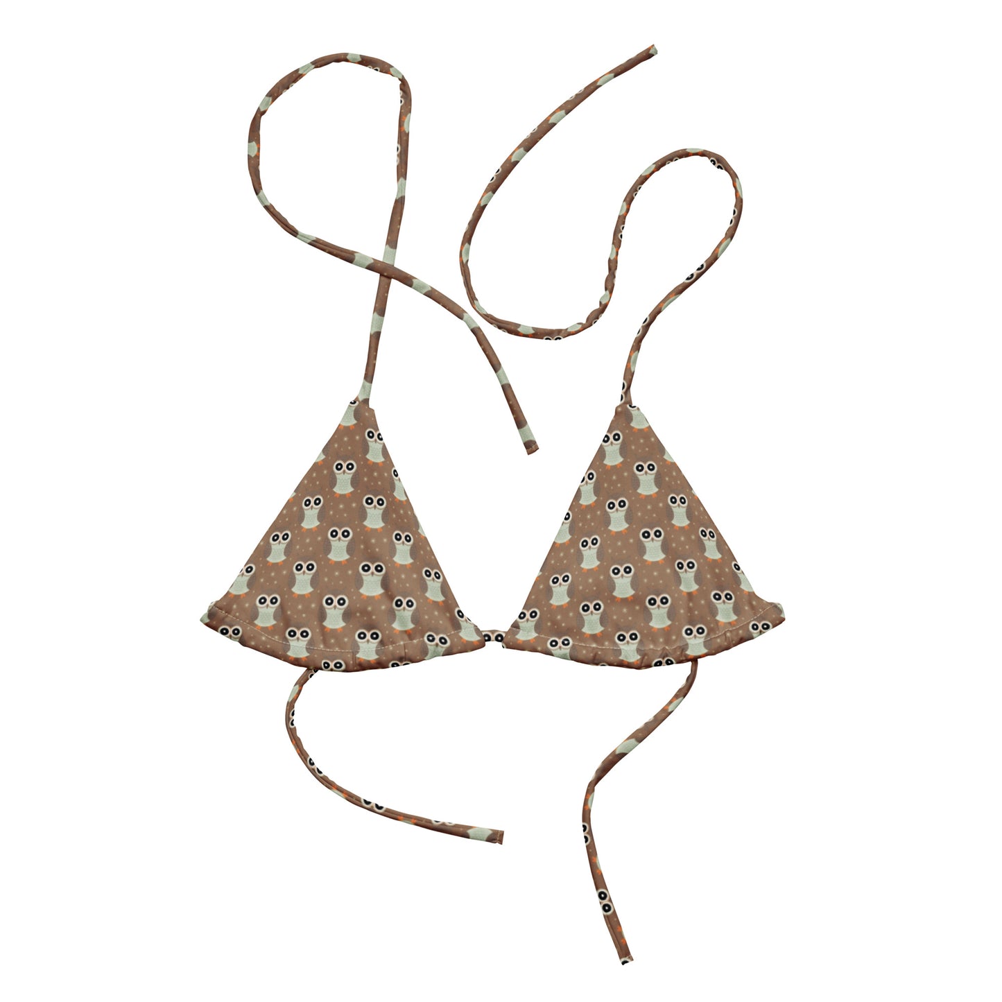 All-Over Print Eco-Friendly Bikini Top - Recycled String Owl Swimwear Dudeily