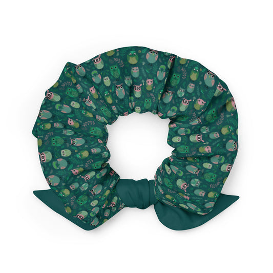 Recycled Scrunchie: Stylish and Eco-Friendly Owl-Themed Hair Accessory Dudeily