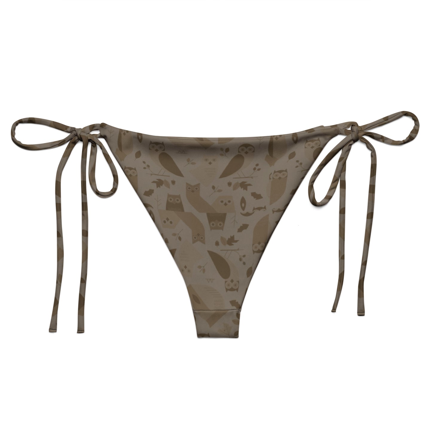 Owl-Themed All-Over Print Recycled String Bikini Bottom – Sustainable Fashion for Eco-Chic Summers Dudeily