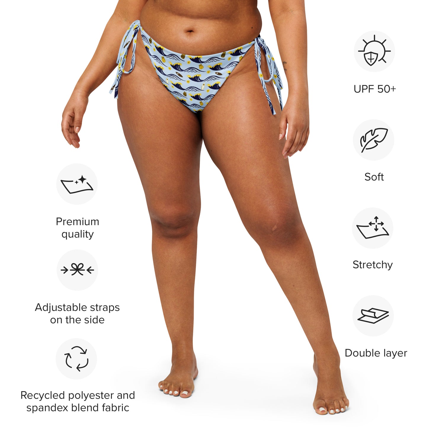 Twilight Owl All-Over Print Recycled String Bikini Bottom – Eco-Friendly Swimwear for Bold Nature Lovers Dudeily