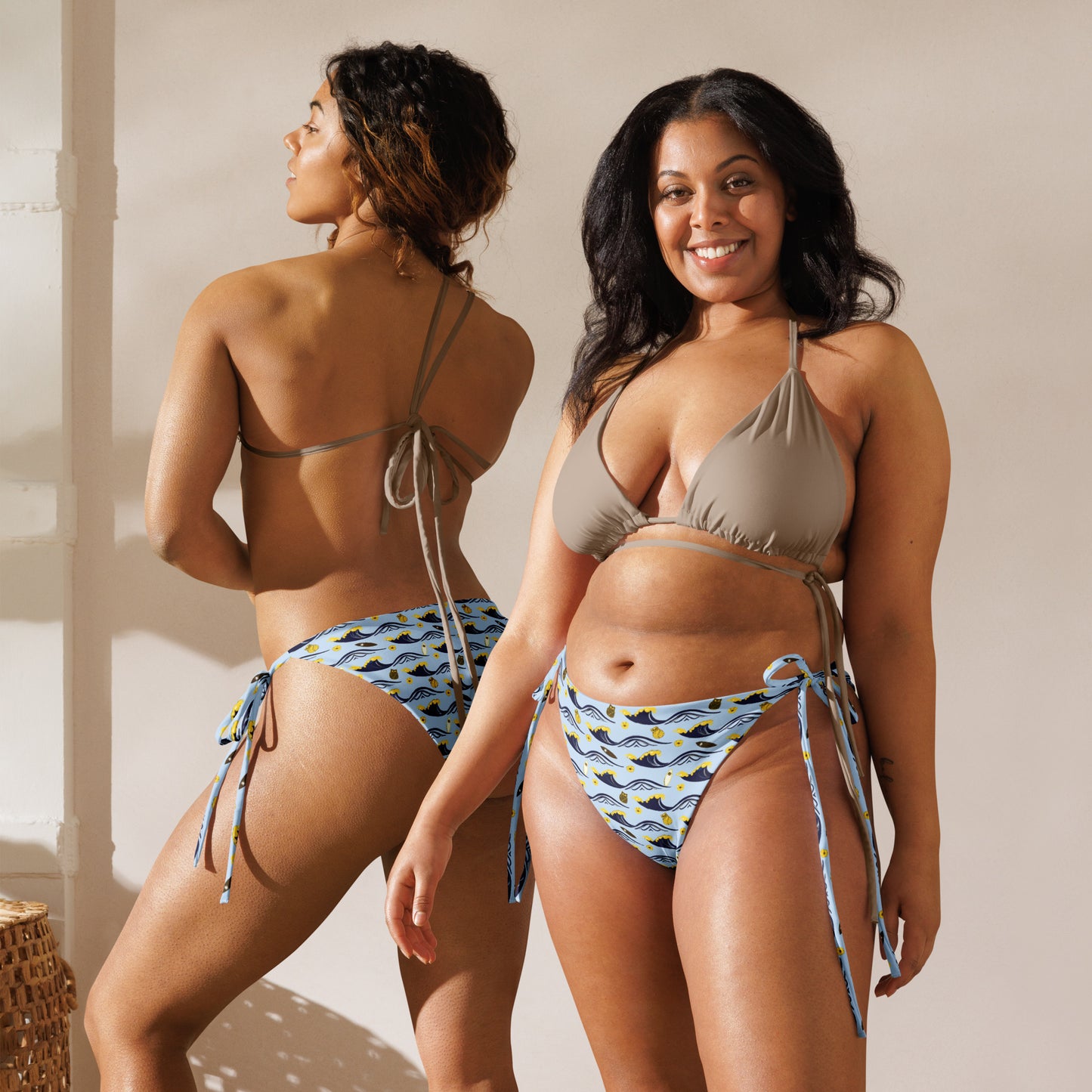 Twilight Owl All-Over Print Recycled String Bikini Bottom – Eco-Friendly Swimwear for Bold Nature Lovers Dudeily