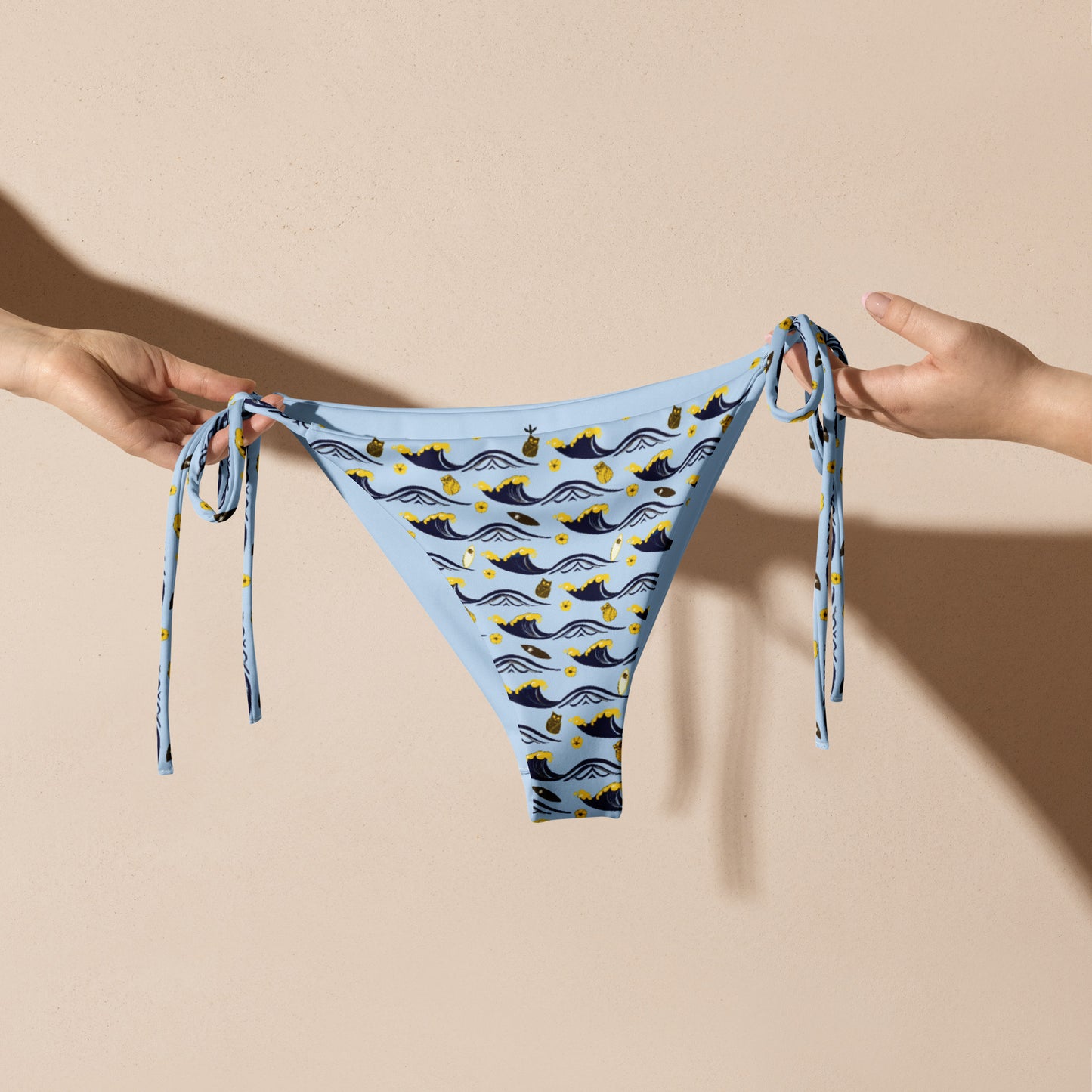 Twilight Owl All-Over Print Recycled String Bikini Bottom – Eco-Friendly Swimwear for Bold Nature Lovers Dudeily