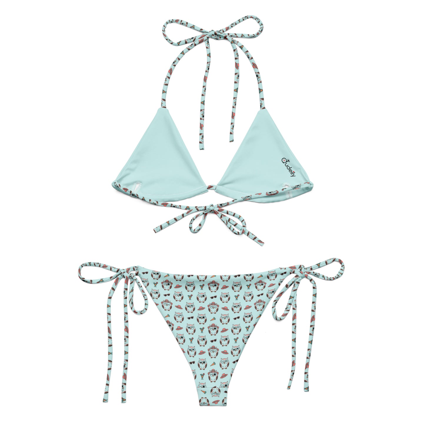 Owl Print Recycled Bikini – Eco-Friendly All-Over String Design Dudeily