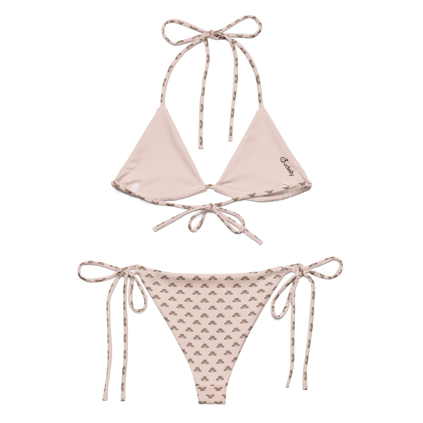 Owl Themed Recycled String Bikini - Eco-Friendly All-Over Print Design Dudeily