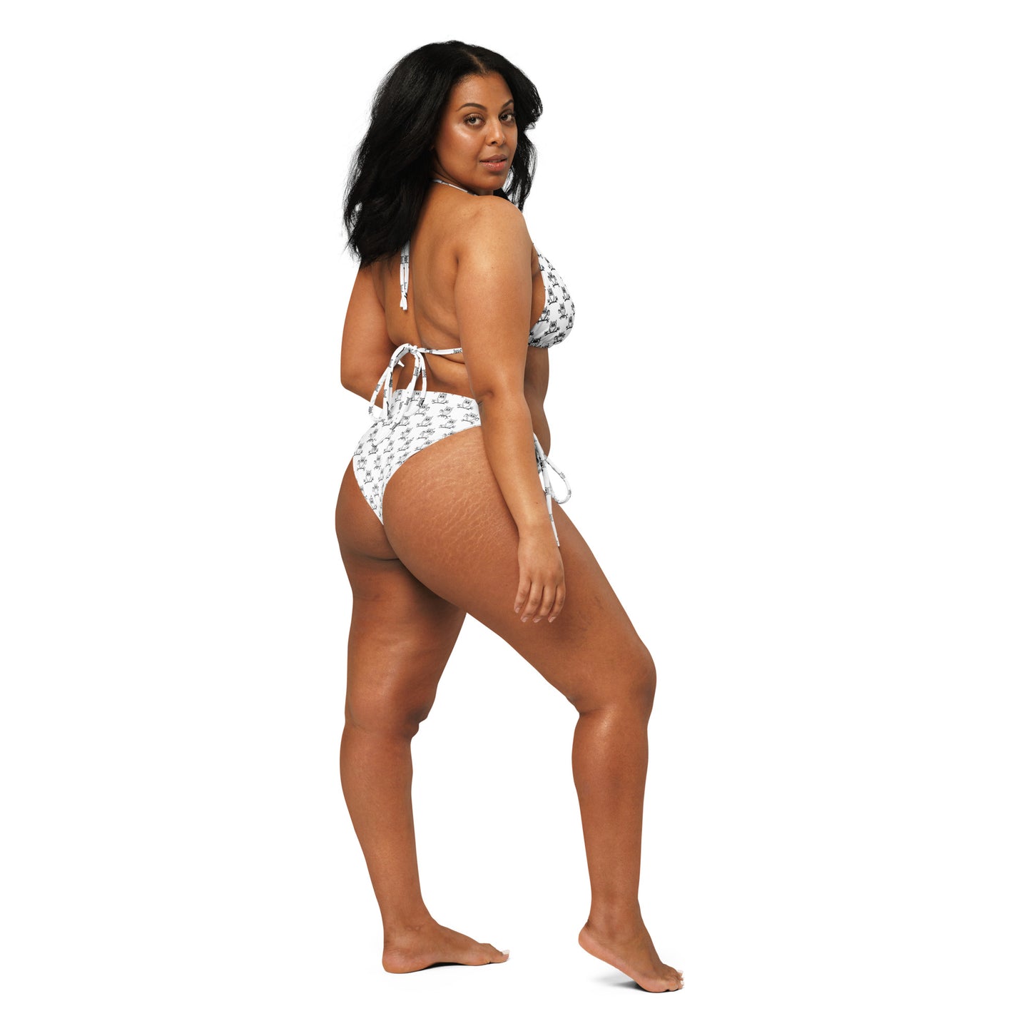 All-Over Print Recycled String Bikini – Eco-Friendly Owl-Inspired Swimwear Dudeily
