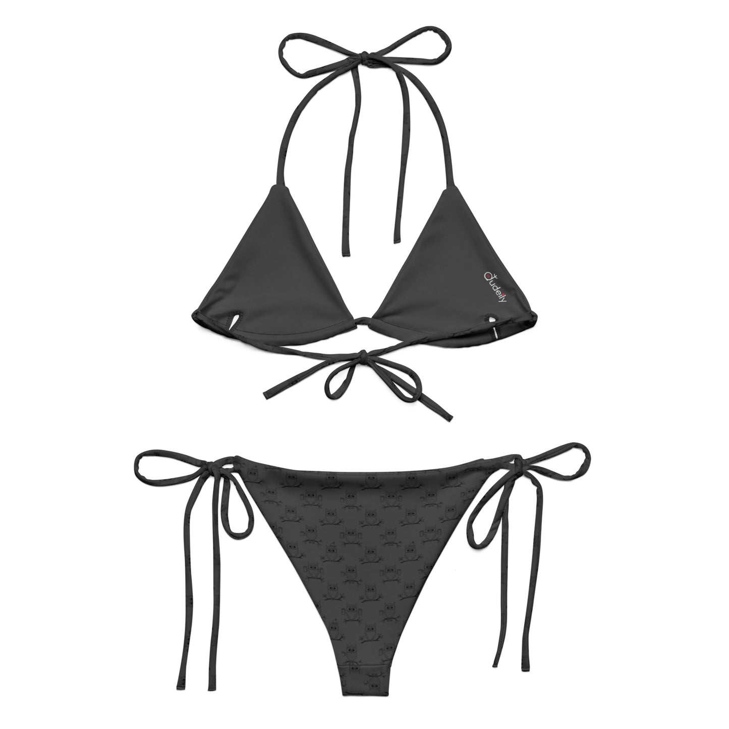 All-Over Print Recycled String Bikini – Eco-Friendly Owl-Inspired Swimwear Dudeily