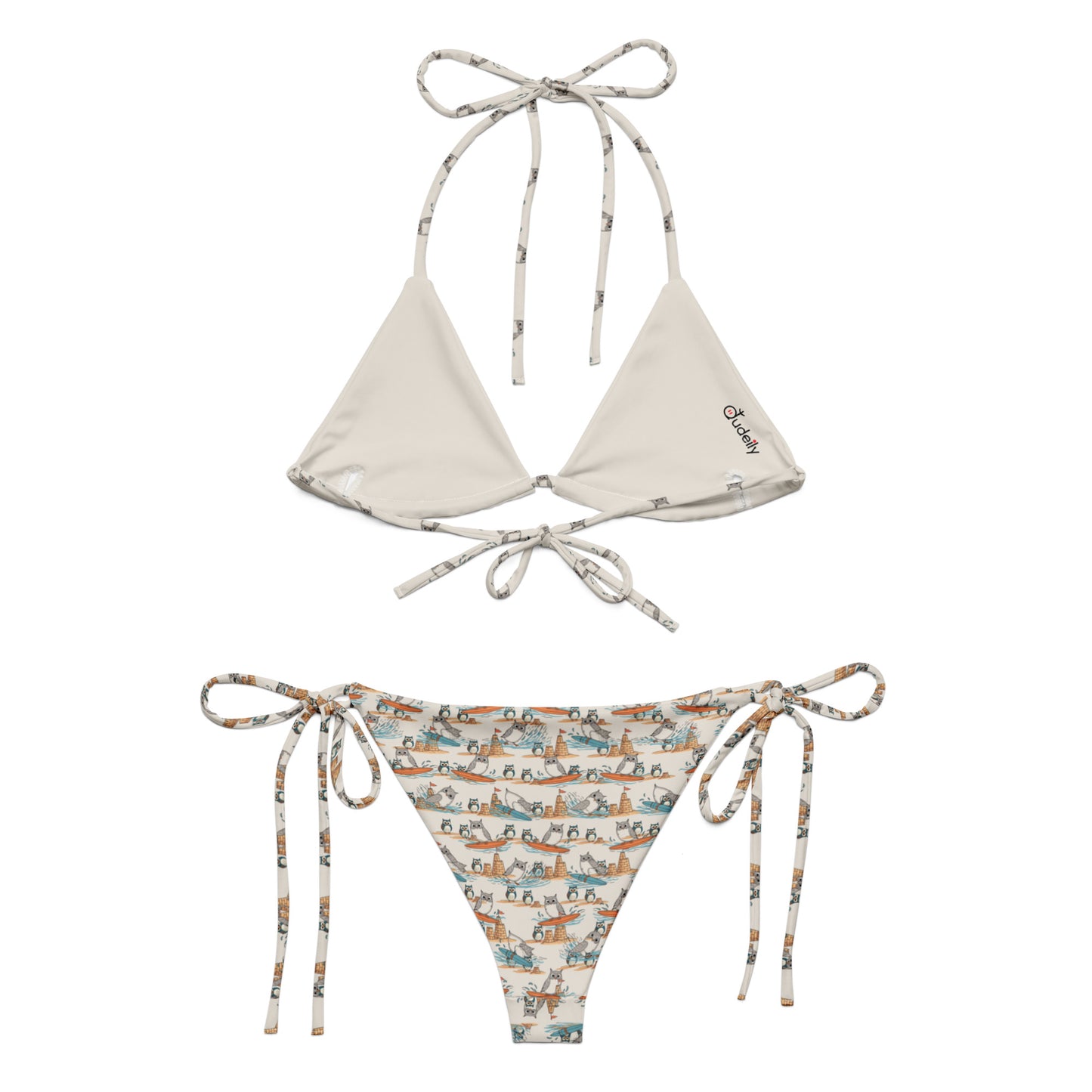 Owl Spirit Recycled String Bikini – All-Over Print Eco Swimwear for Sustainable Summer Looks Dudeily