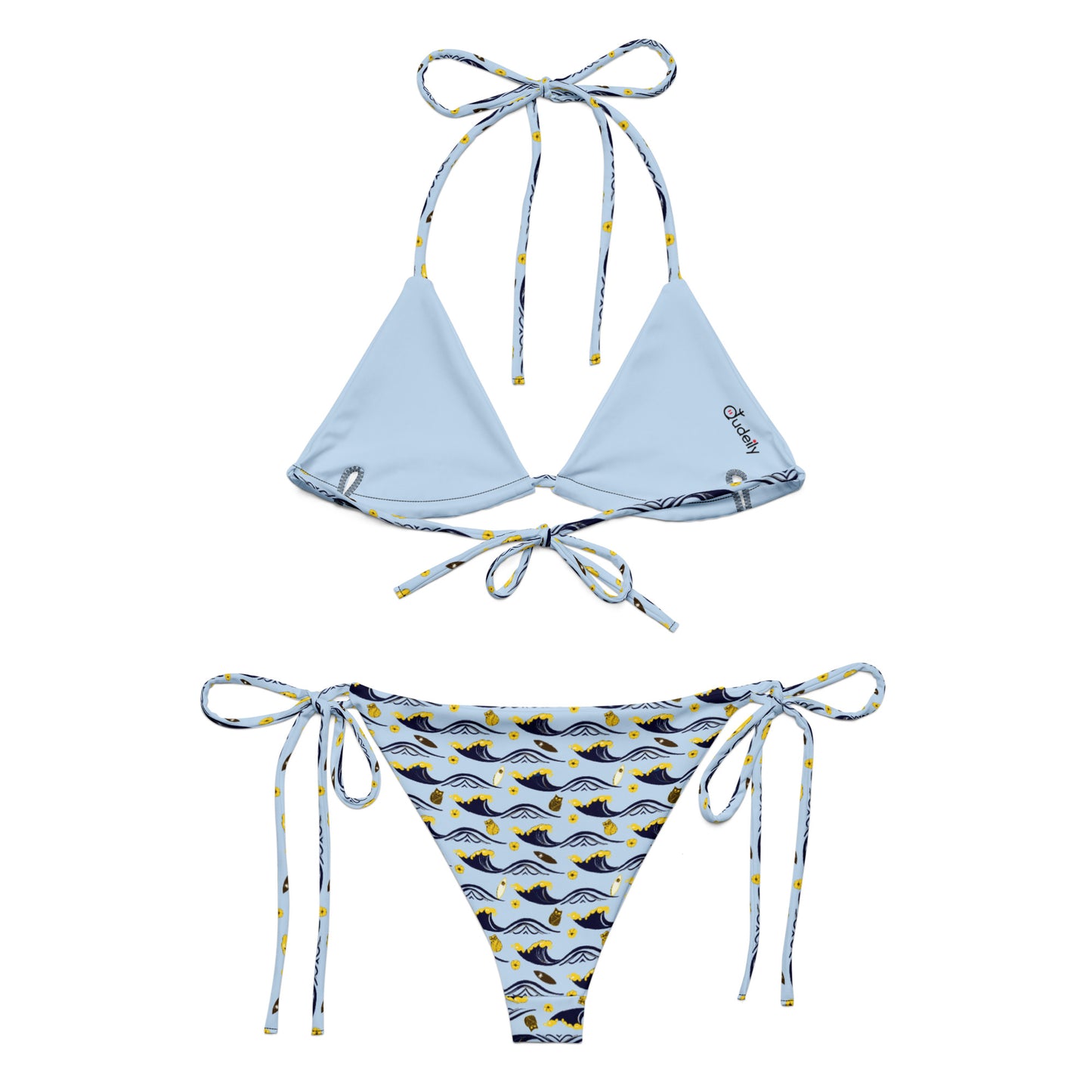Owl All-Over Print Recycled String Bikini – Sustainable Swimwear for Nature Lovers Dudeily