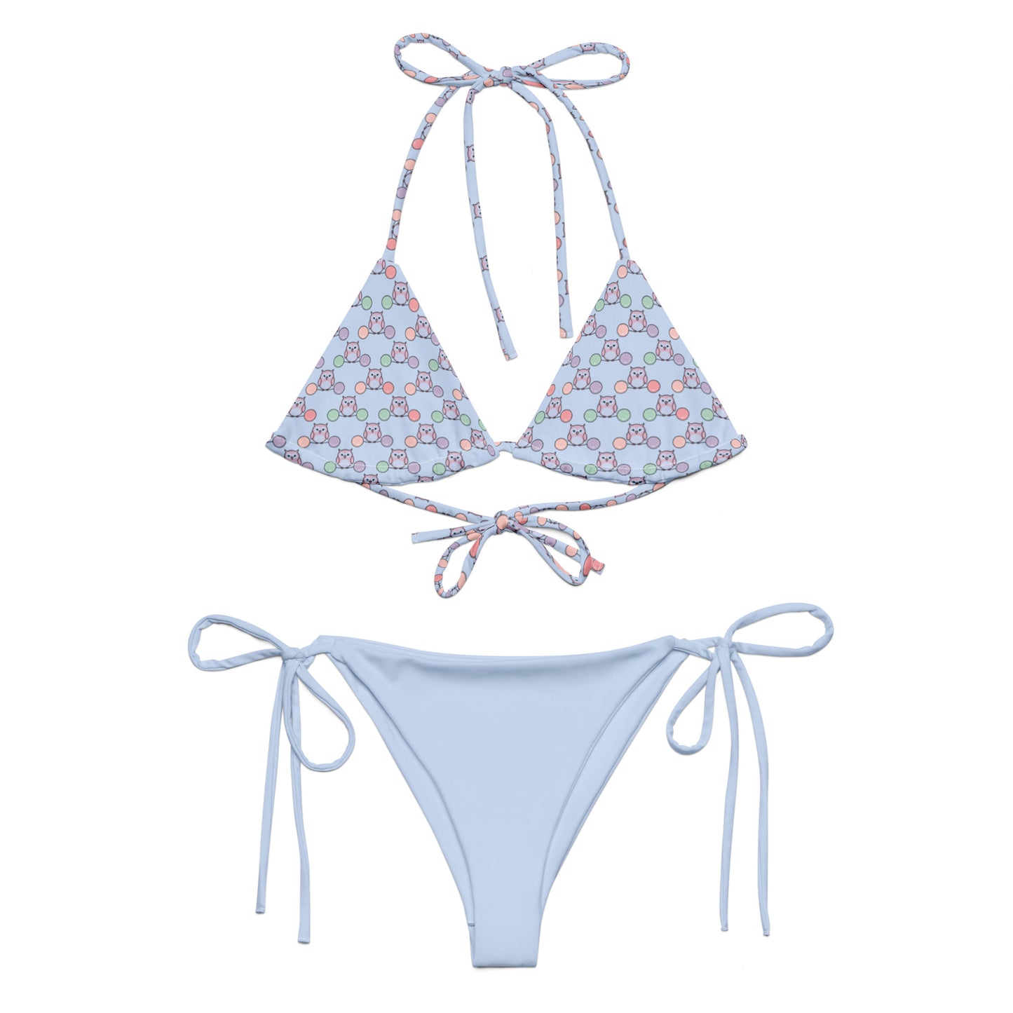 Owl Print All-Over Recycled String Bikini – Eco-Friendly & Stylish 6XL Dudeily