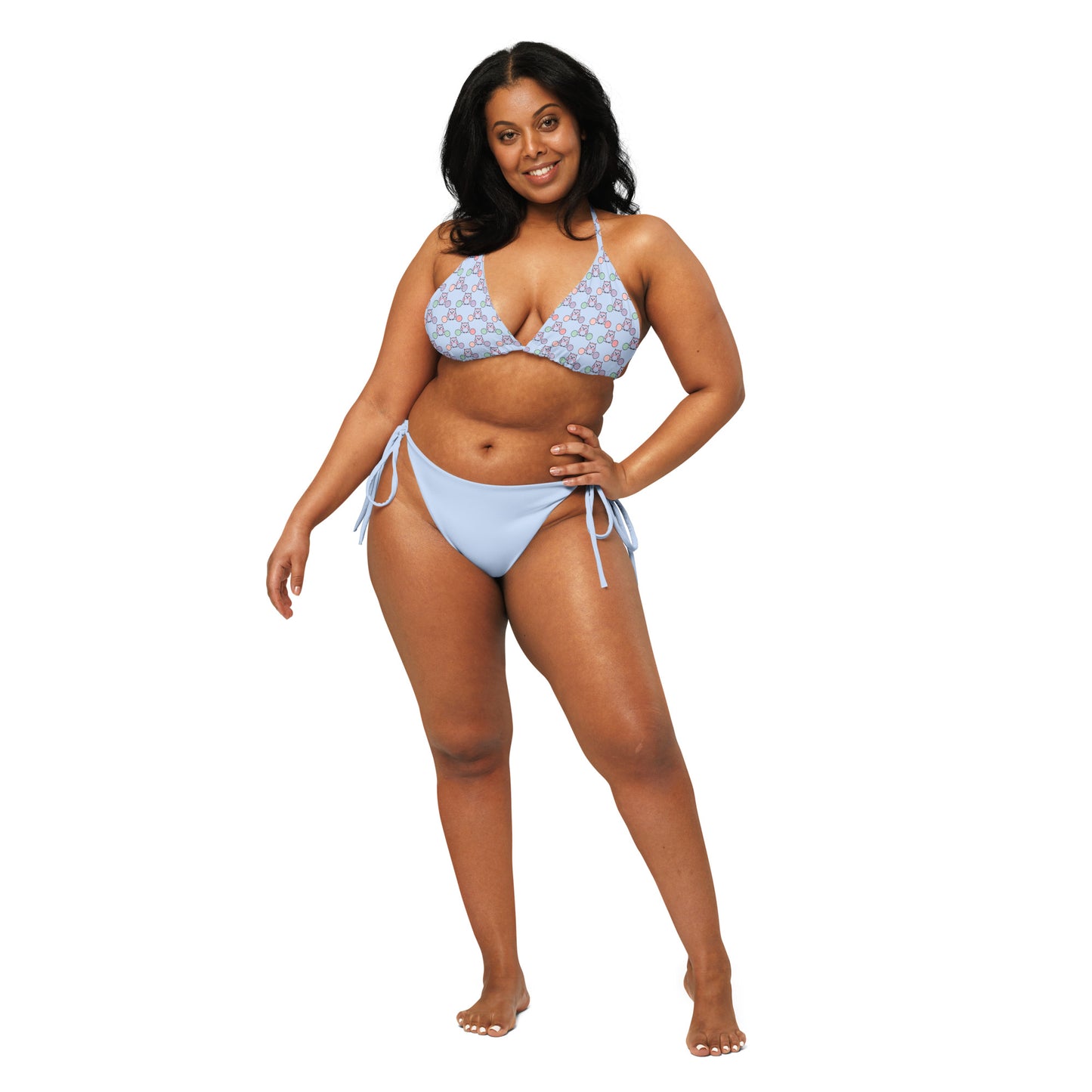 Owl Print All-Over Recycled String Bikini – Eco-Friendly & Stylish Dudeily
