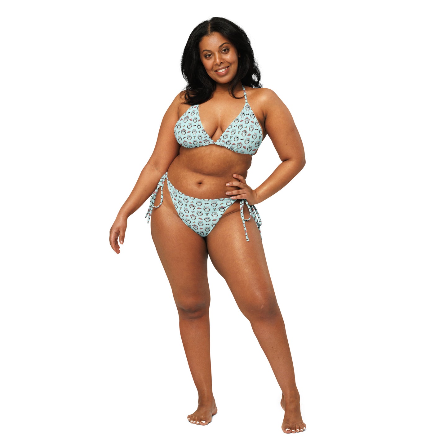 Owl Print Recycled Bikini – Eco-Friendly All-Over String Design Dudeily