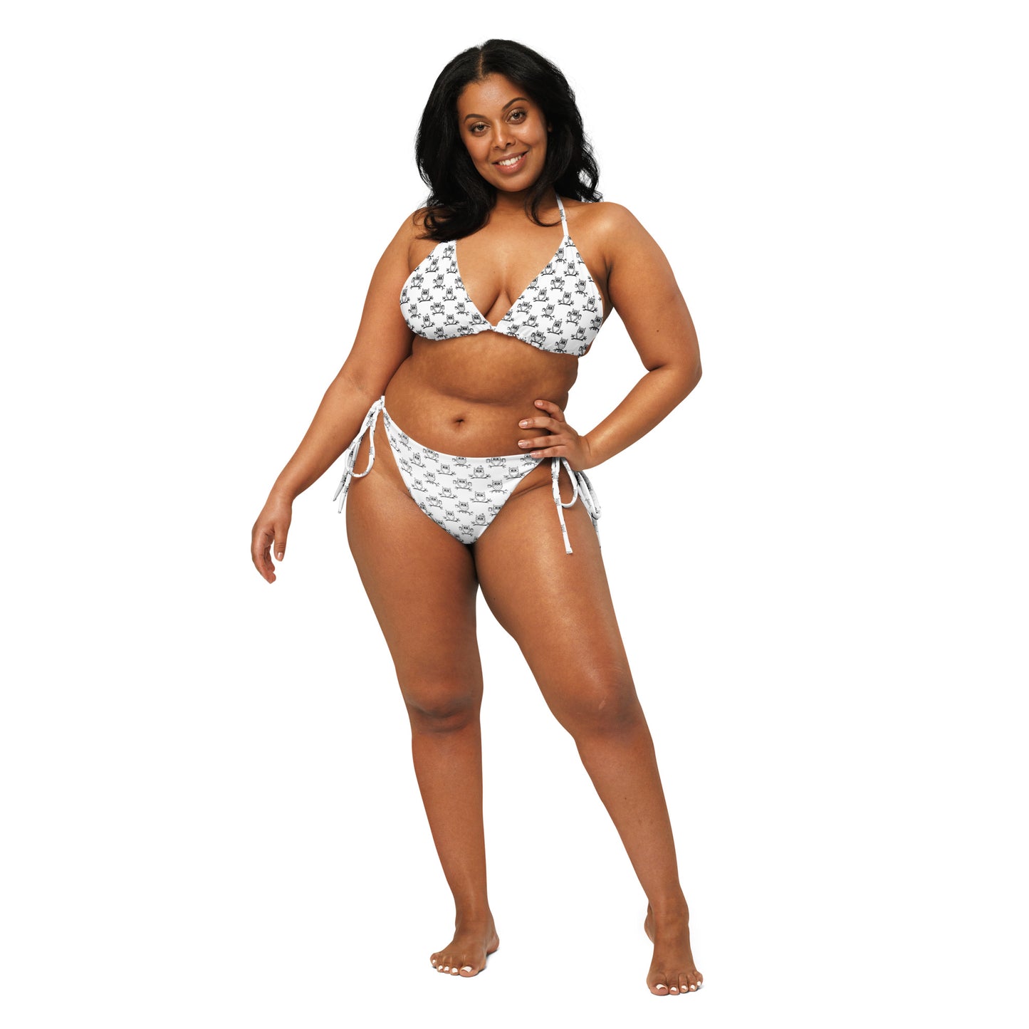 All-Over Print Recycled String Bikini – Eco-Friendly Owl-Inspired Swimwear Dudeily