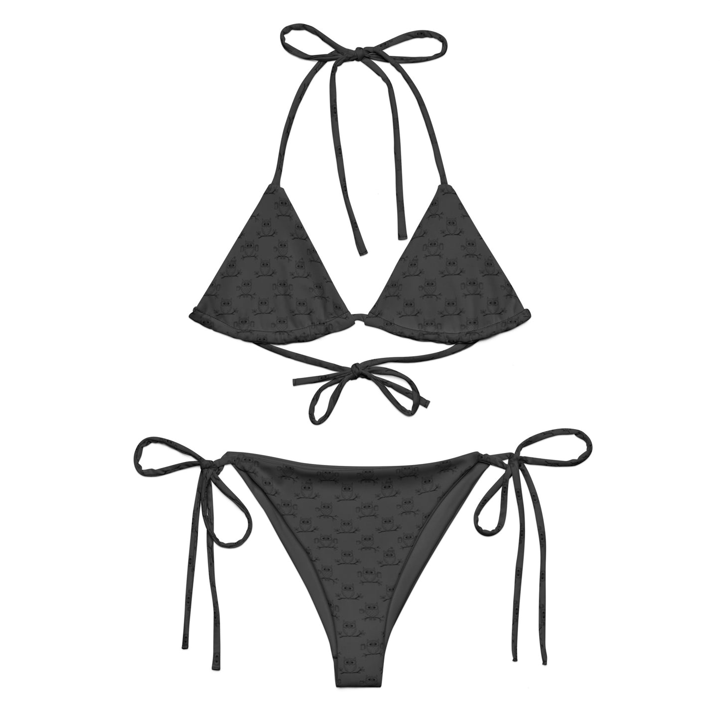 All-Over Print Recycled String Bikini – Eco-Friendly Owl-Inspired Swimwear 6XL Dudeily