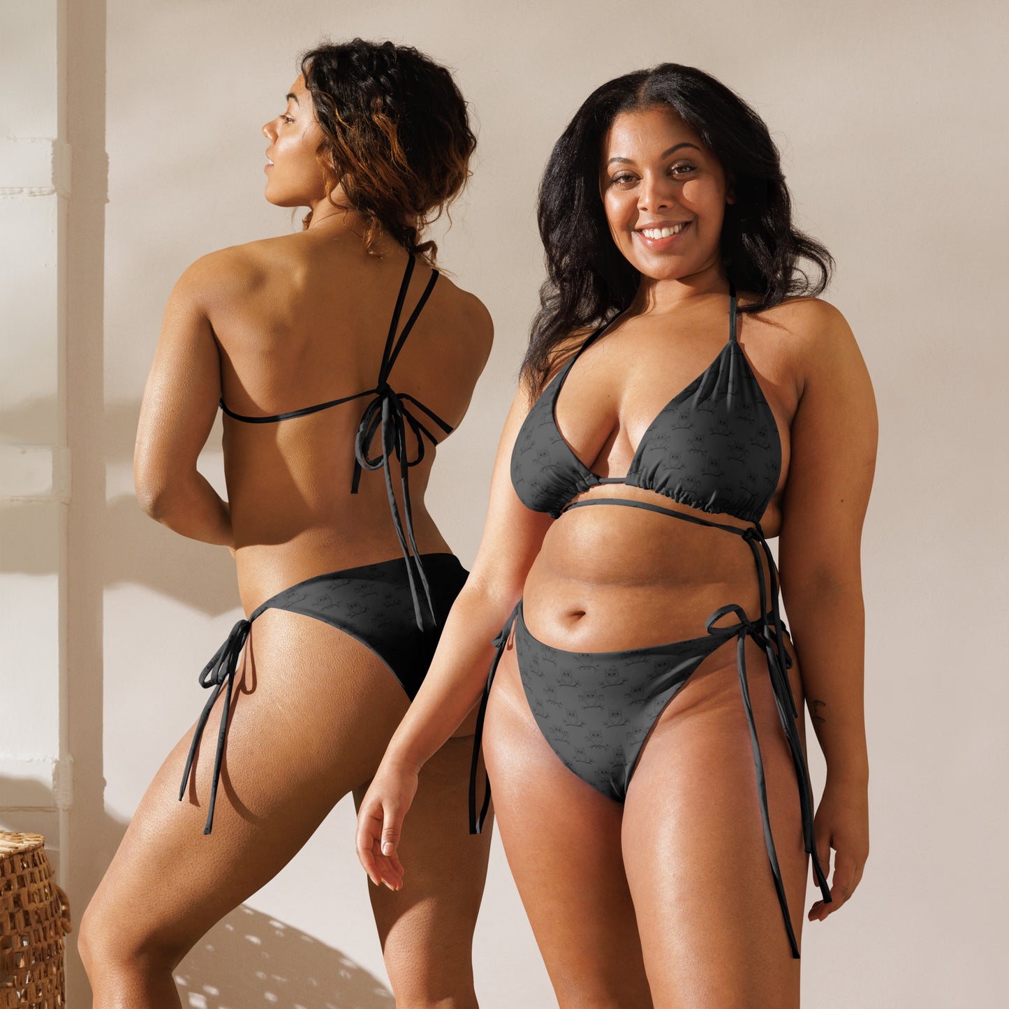 All-Over Print Recycled String Bikini – Eco-Friendly Owl-Inspired Swimwear Dudeily